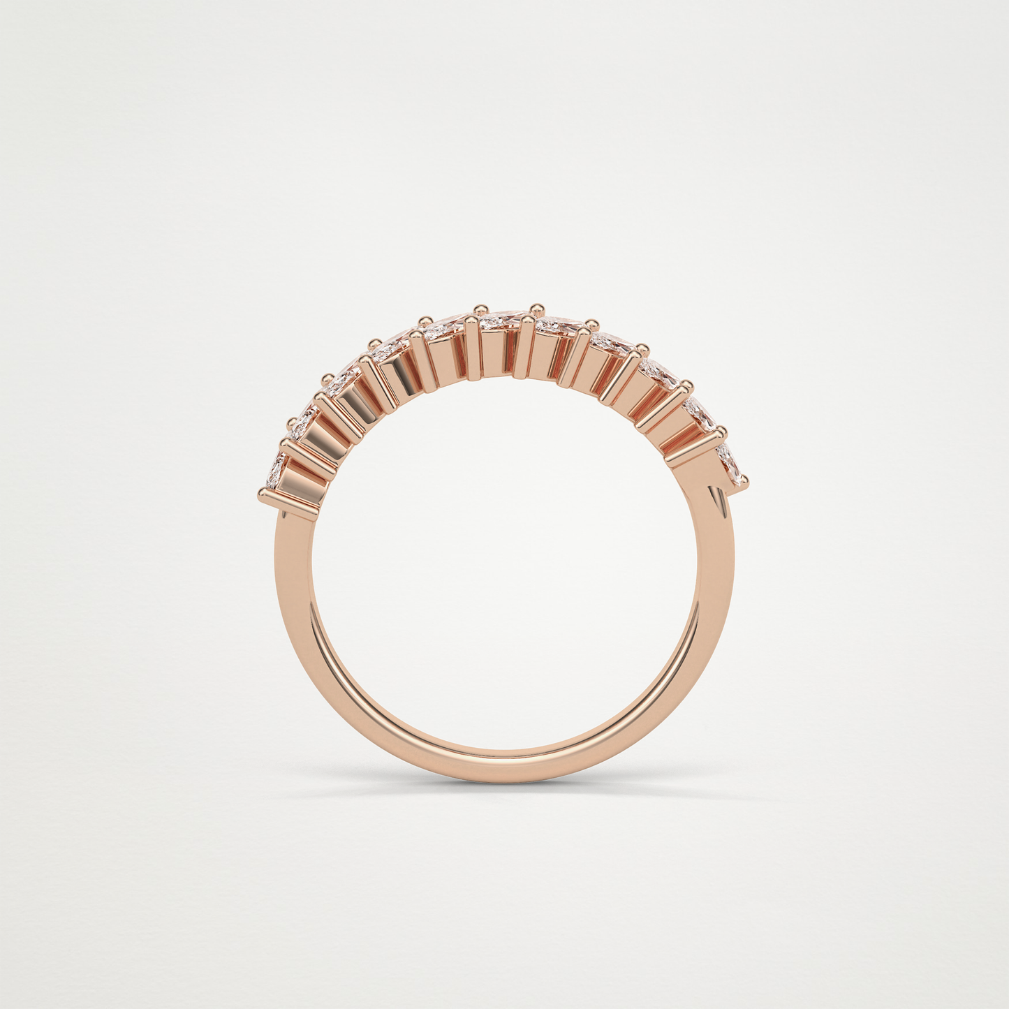 0.78 TCW Marquise Half Eternity Wedding Band – Solid Gold Elegant and Timeless Design