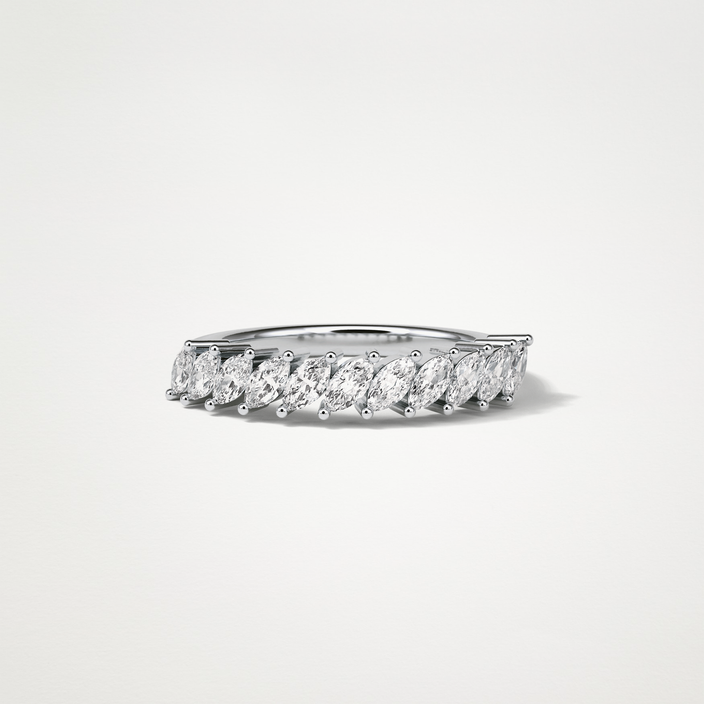 0.78 TCW Marquise Half Eternity Wedding Band – Solid Gold Elegant and Timeless Design