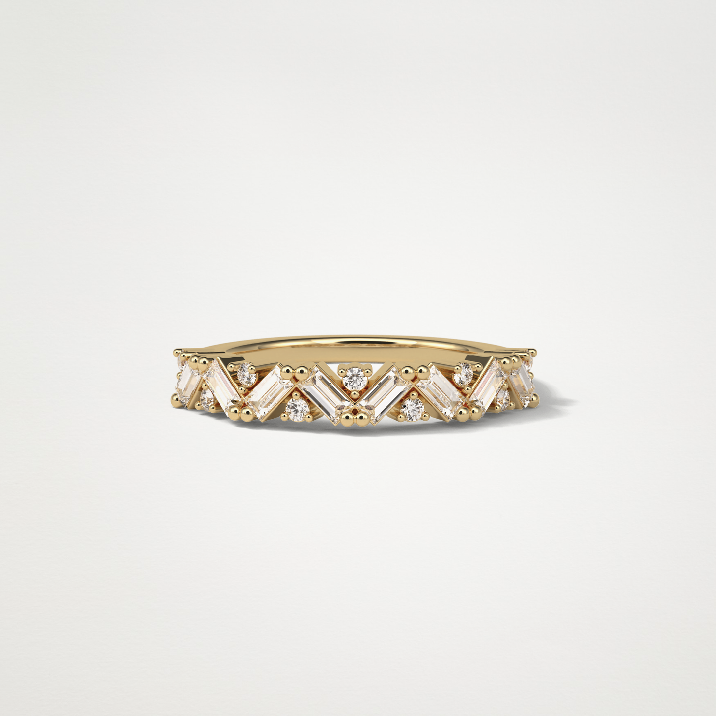 0.44 TCW Baguette and Round Half Eternity Wedding Band – Solid Gold Elegant and Timeless Design
