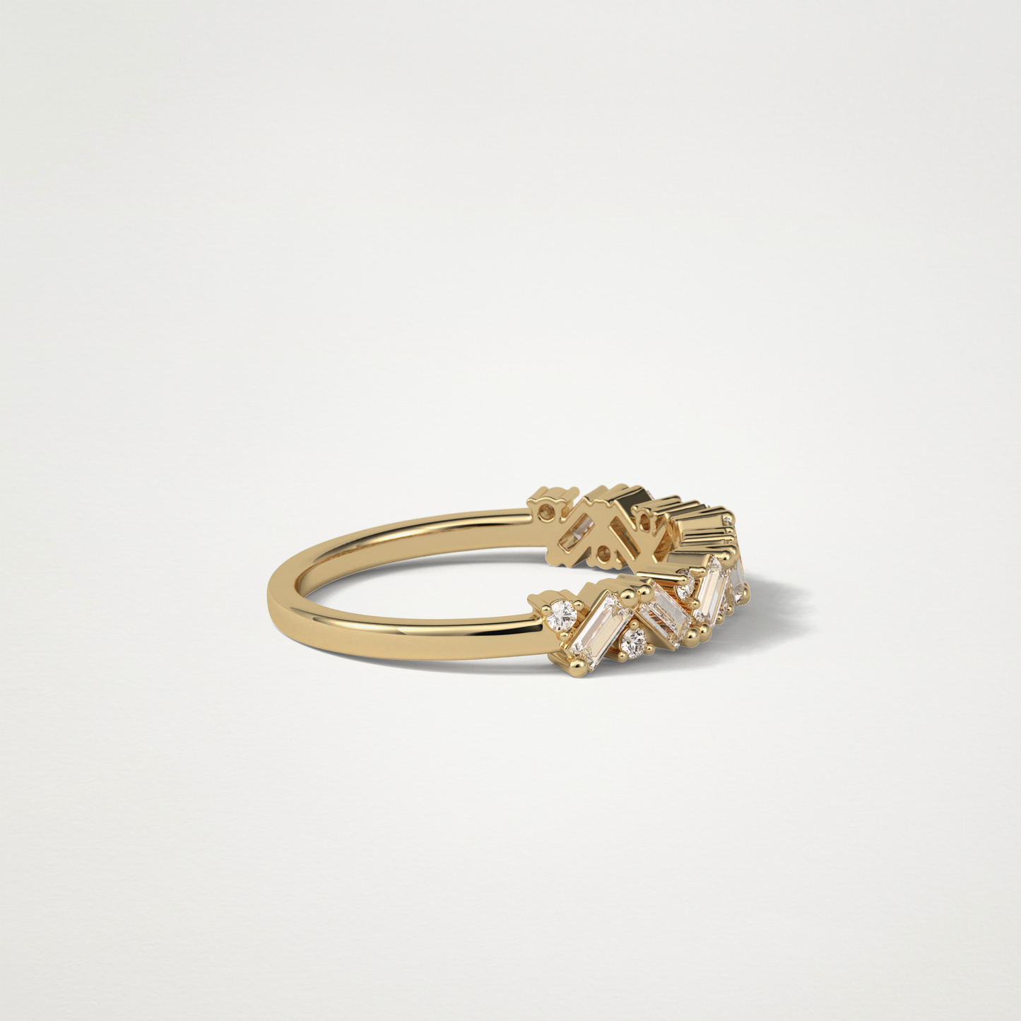 0.44 TCW Baguette and Round Half Eternity Wedding Band – Solid Gold Elegant and Timeless Design