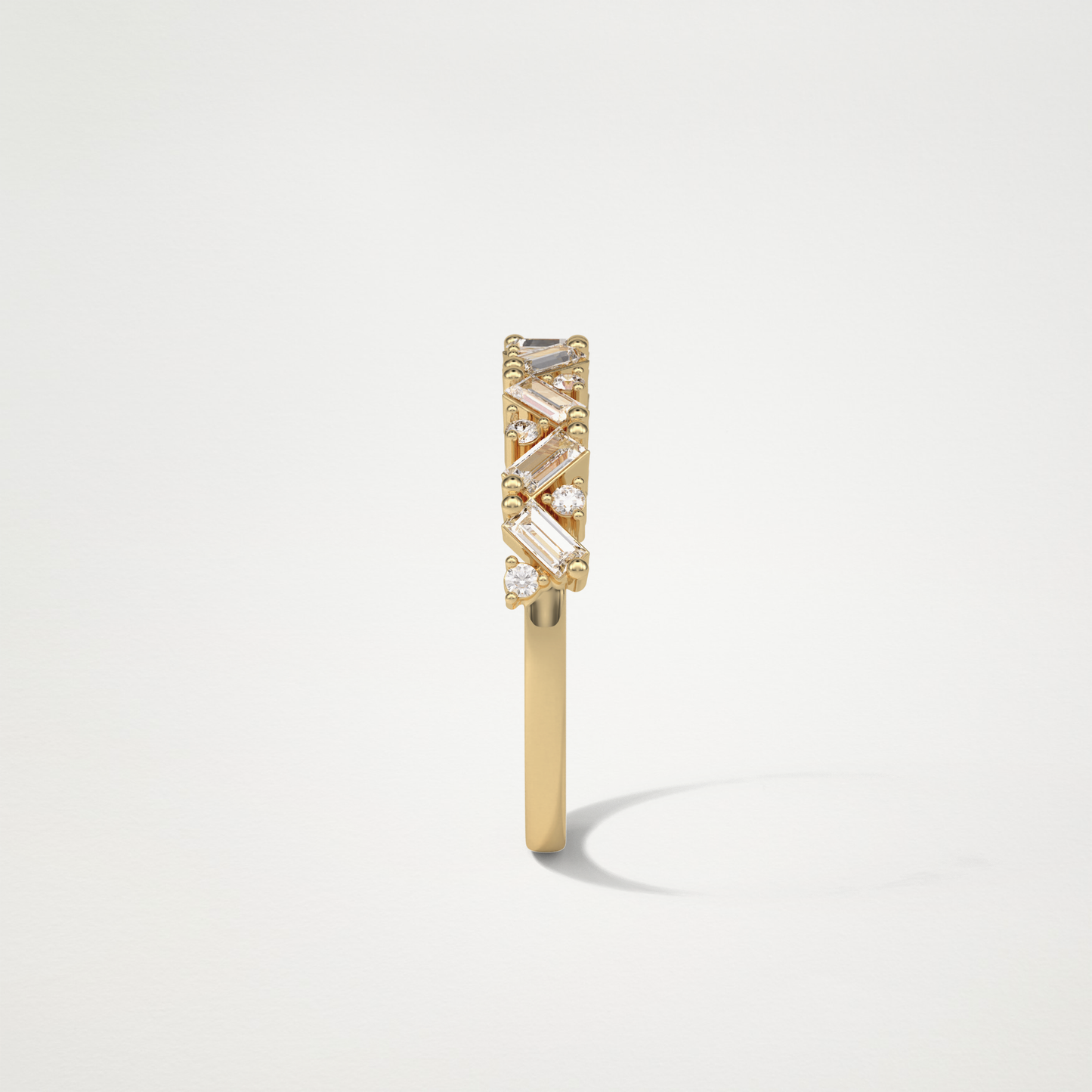 0.44 TCW Baguette and Round Half Eternity Wedding Band – Solid Gold Elegant and Timeless Design