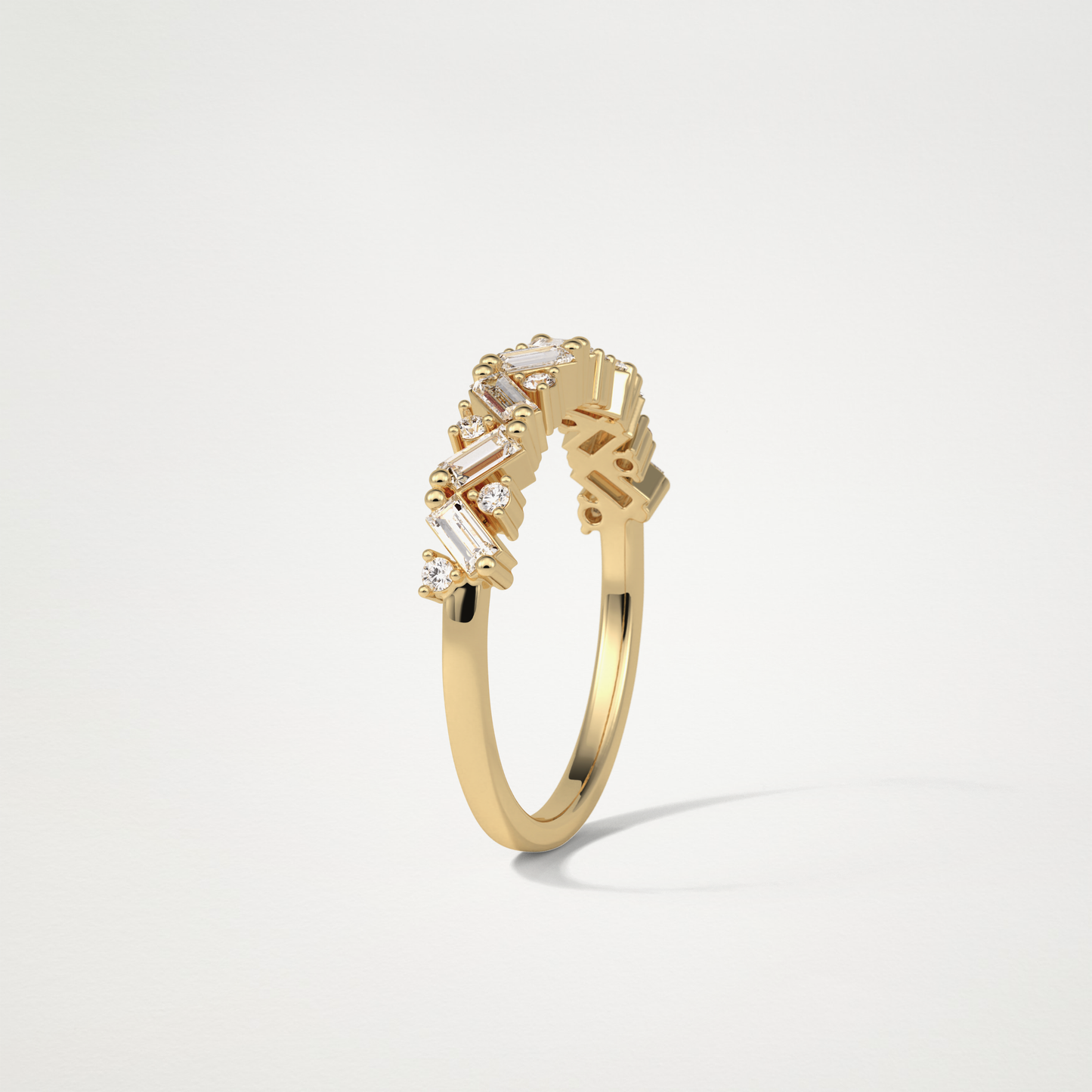 0.44 TCW Baguette and Round Half Eternity Wedding Band – Solid Gold Elegant and Timeless Design