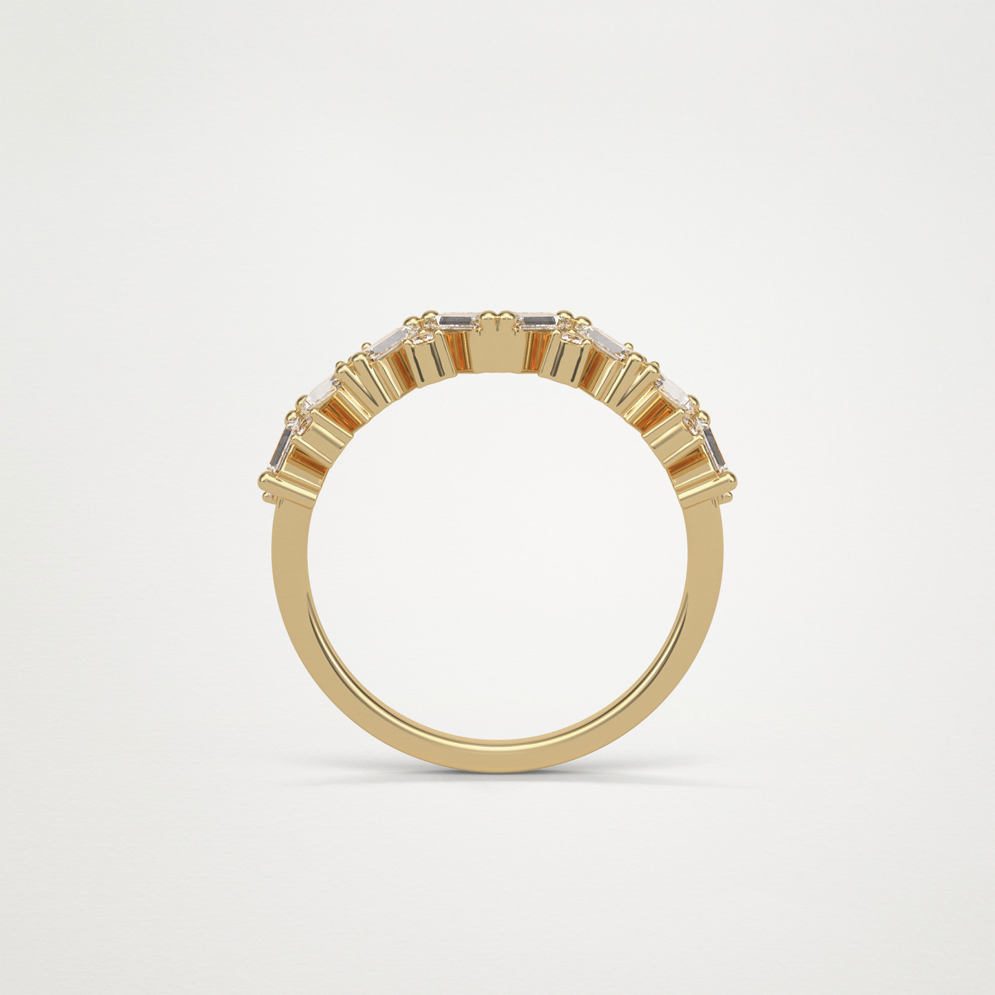 0.44 TCW Baguette and Round Half Eternity Wedding Band – Solid Gold Elegant and Timeless Design