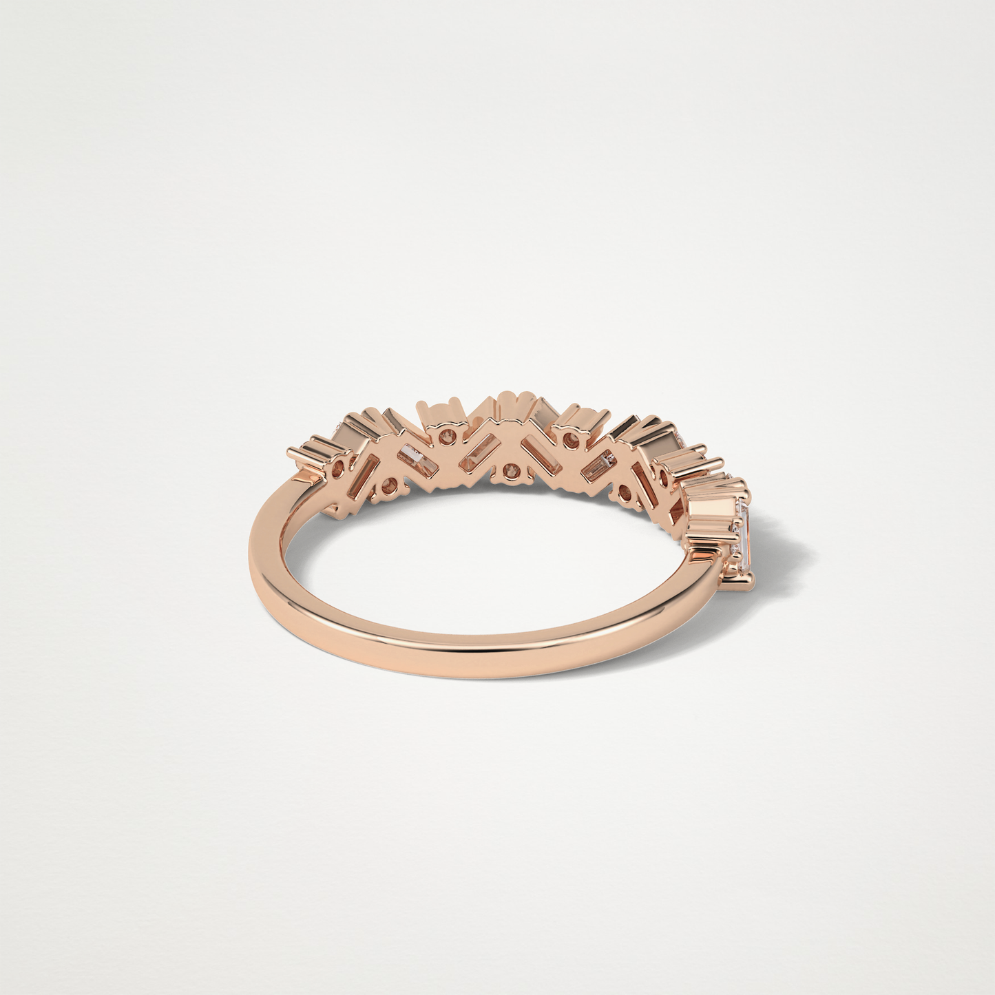 0.44 TCW Baguette and Round Half Eternity Wedding Band – Solid Gold Elegant and Timeless Design