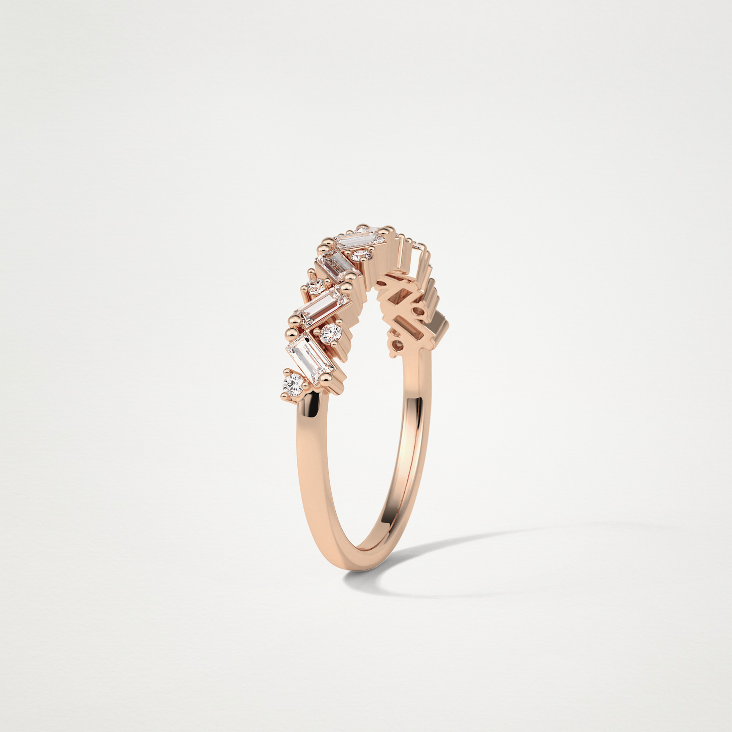 0.44 TCW Baguette and Round Half Eternity Wedding Band – Solid Gold Elegant and Timeless Design