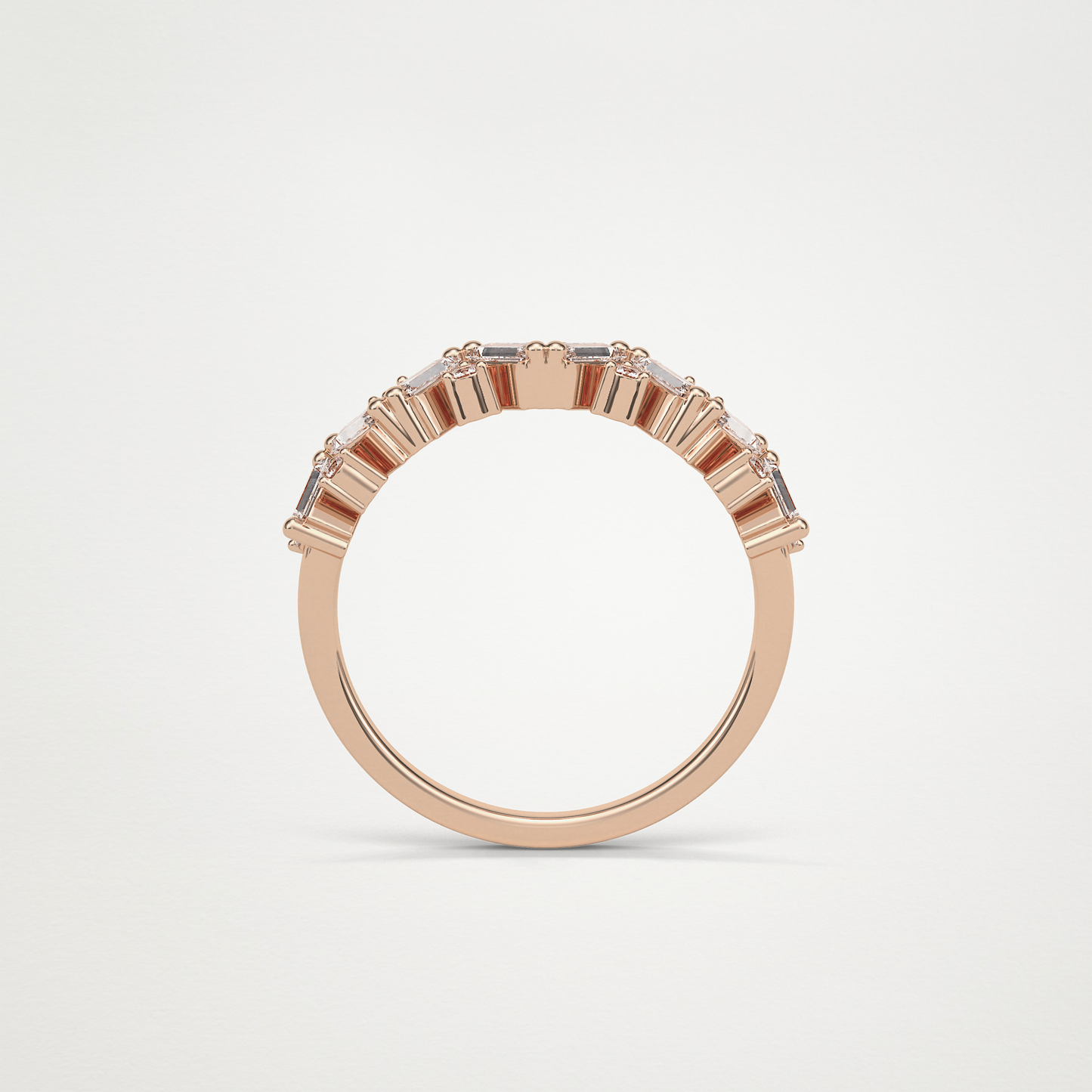 0.44 TCW Baguette and Round Half Eternity Wedding Band – Solid Gold Elegant and Timeless Design