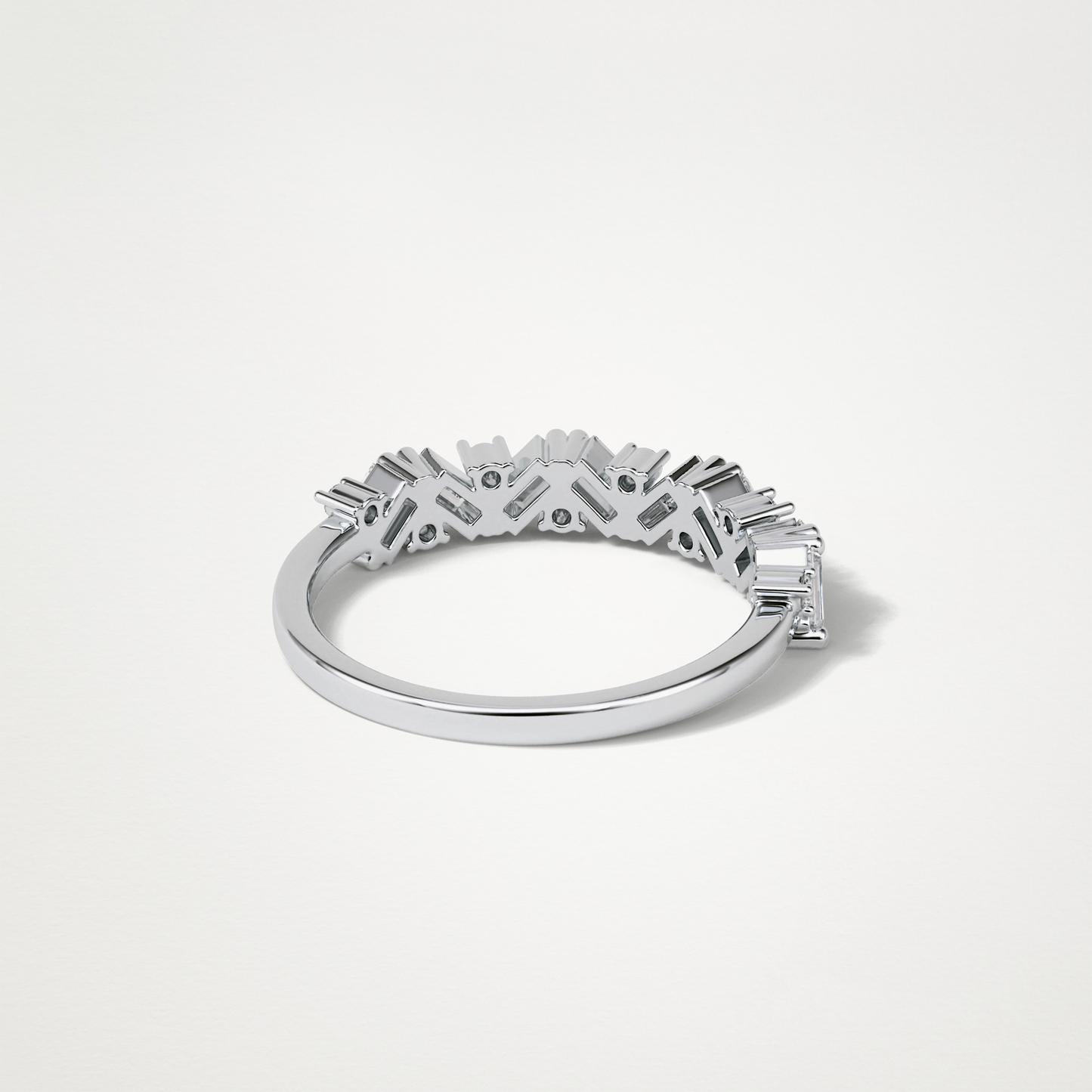0.44 TCW Baguette and Round Half Eternity Wedding Band – Solid Gold Elegant and Timeless Design