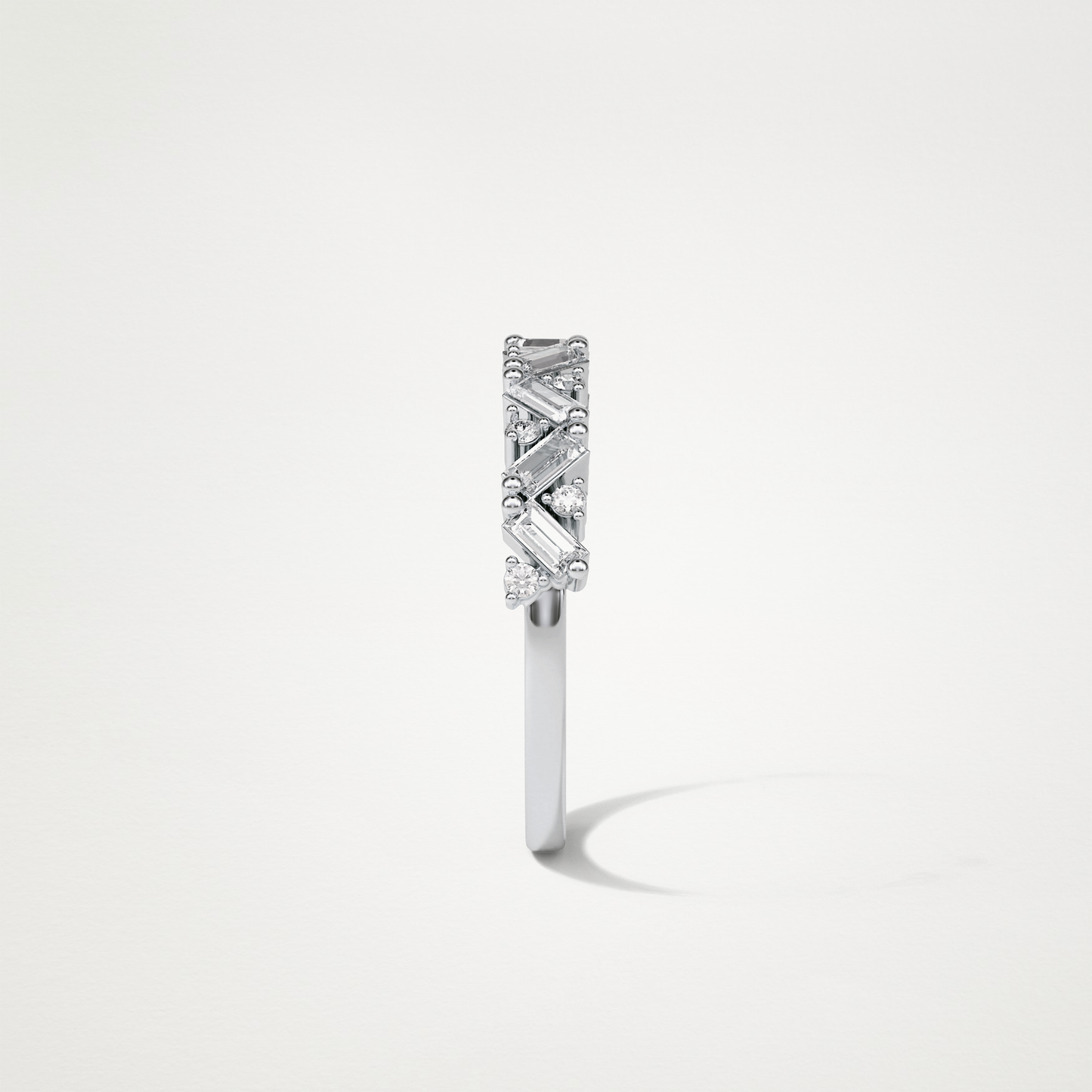 0.44 TCW Baguette and Round Half Eternity Wedding Band – Solid Gold Elegant and Timeless Design