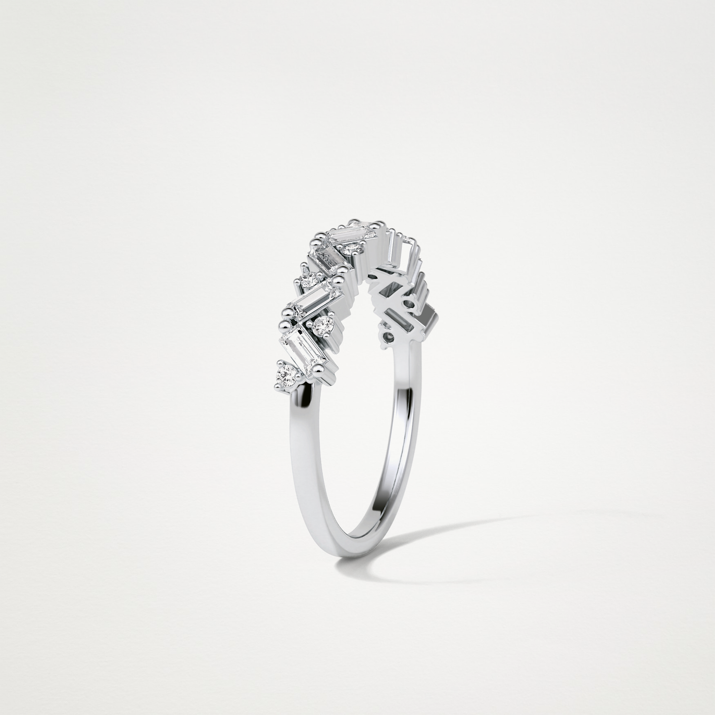 0.44 TCW Baguette and Round Half Eternity Wedding Band – Solid Gold Elegant and Timeless Design