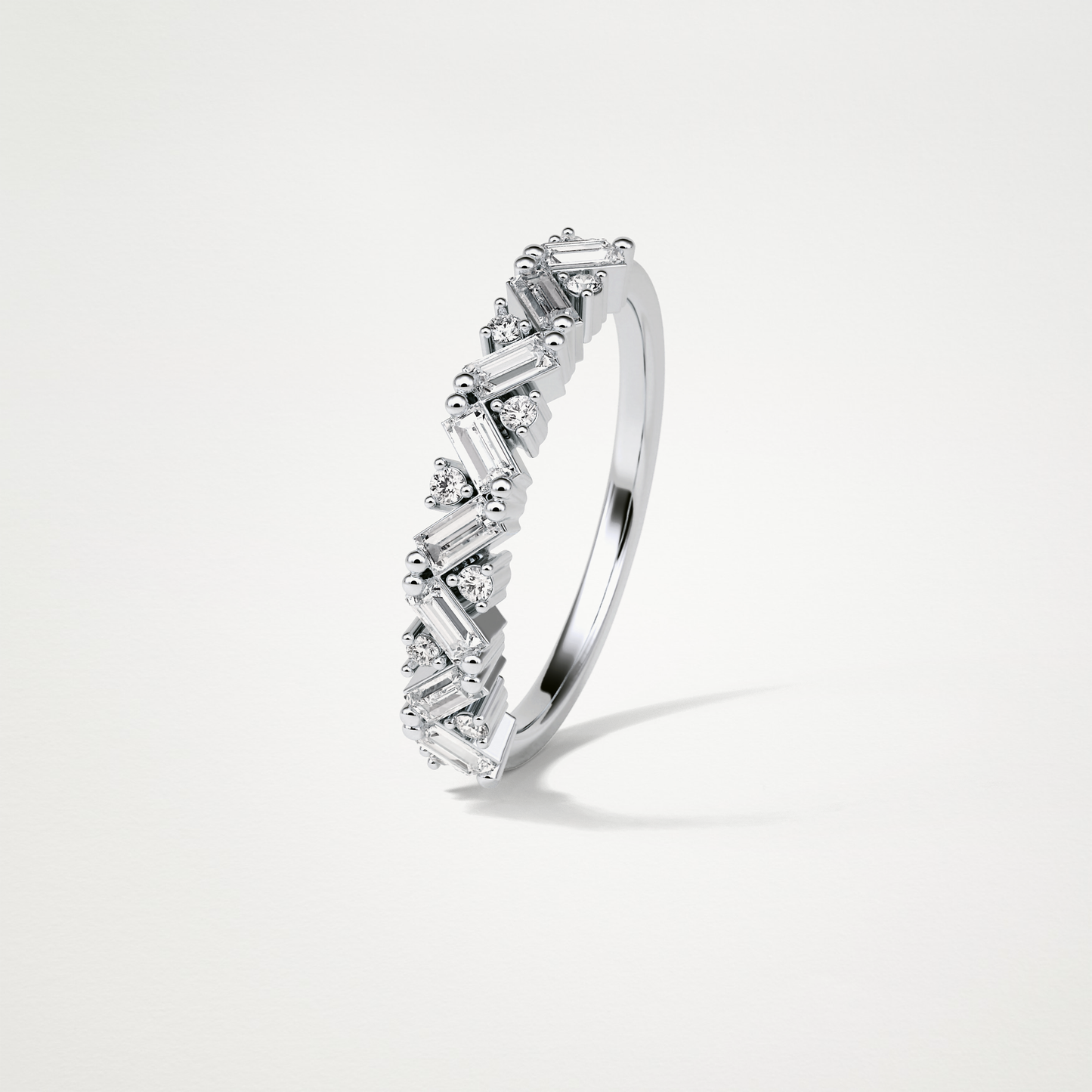 0.44 TCW Baguette and Round Half Eternity Wedding Band – Solid Gold Elegant and Timeless Design