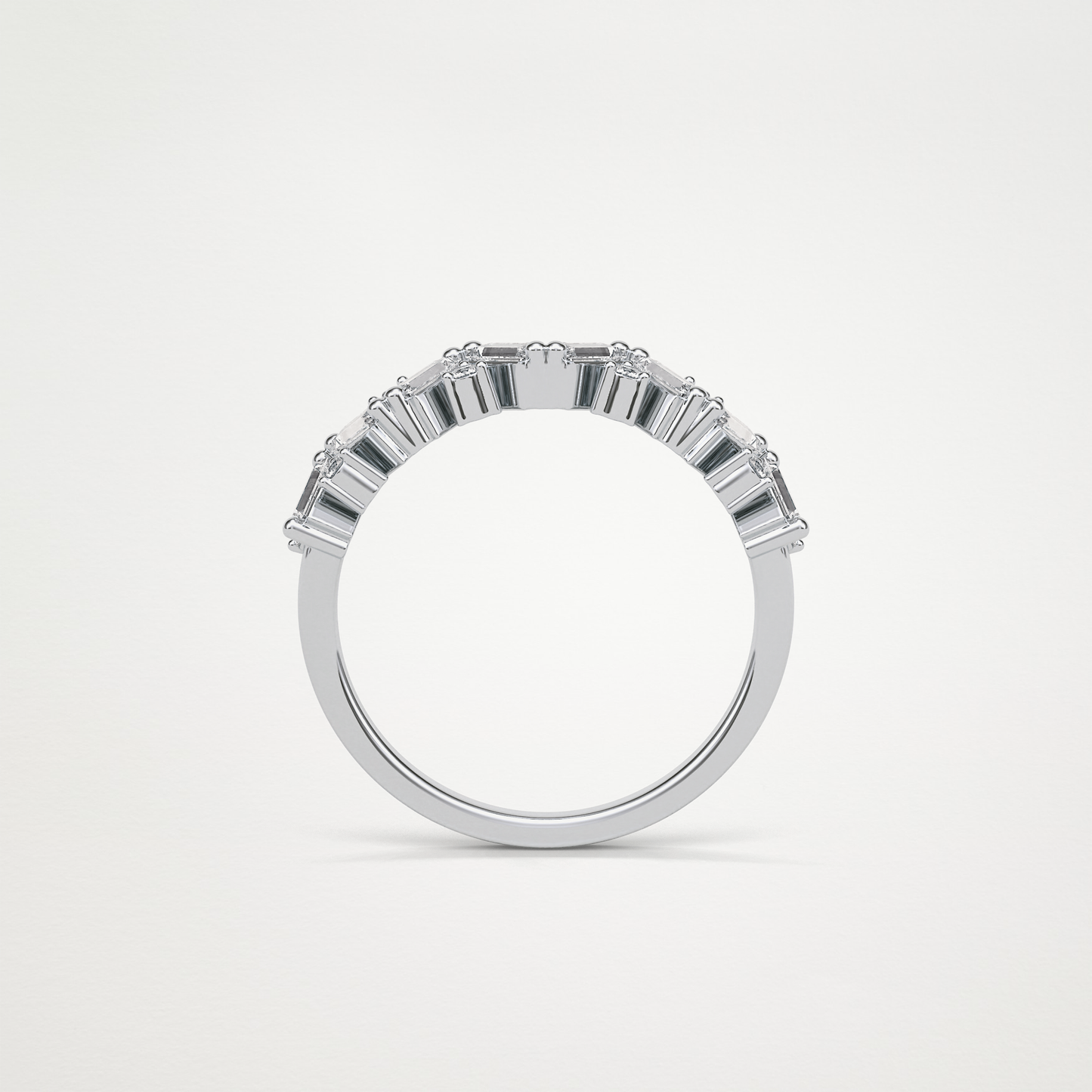 0.44 TCW Baguette and Round Half Eternity Wedding Band – Solid Gold Elegant and Timeless Design