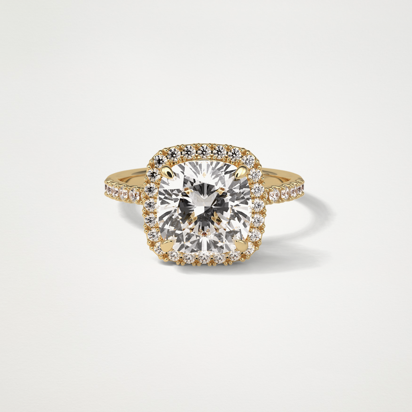 Cushion Halo & Pave Moissanite Engagement Ring – 3.0 CT Lab-Created Brilliance in 10K/14K/18K Gold