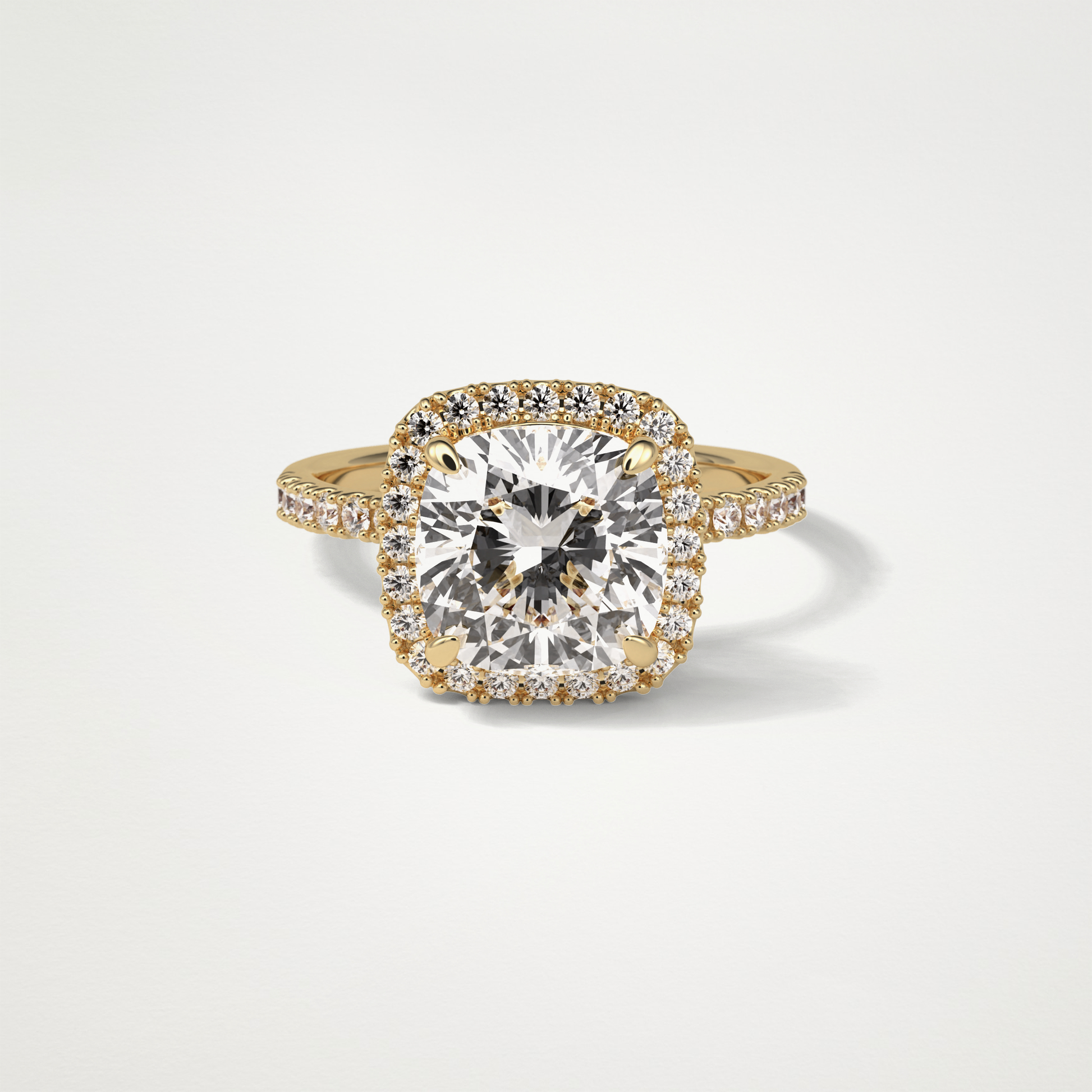 Cushion Halo & Pave Moissanite Engagement Ring – 3.0 CT Lab-Created Brilliance in 10K/14K/18K Gold