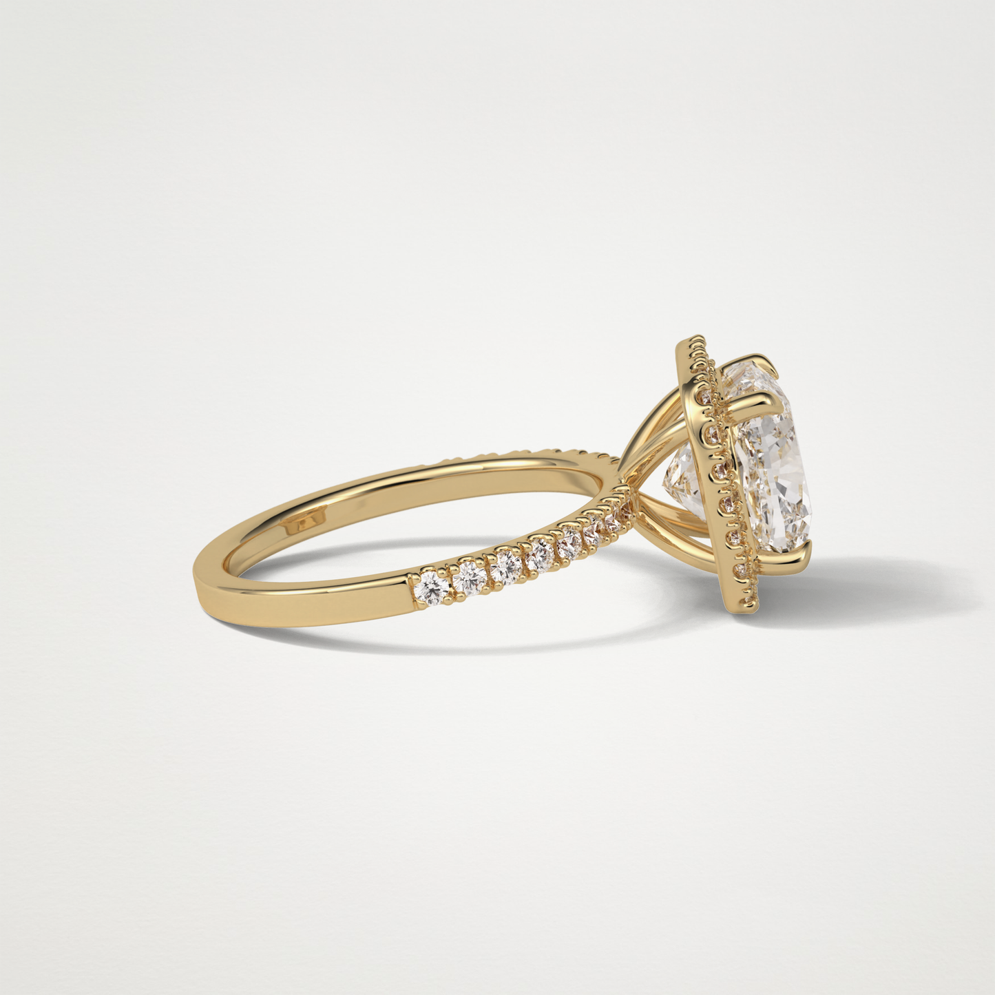 Cushion Halo & Pave Moissanite Engagement Ring – 3.0 CT Lab-Created Brilliance in 10K/14K/18K Gold