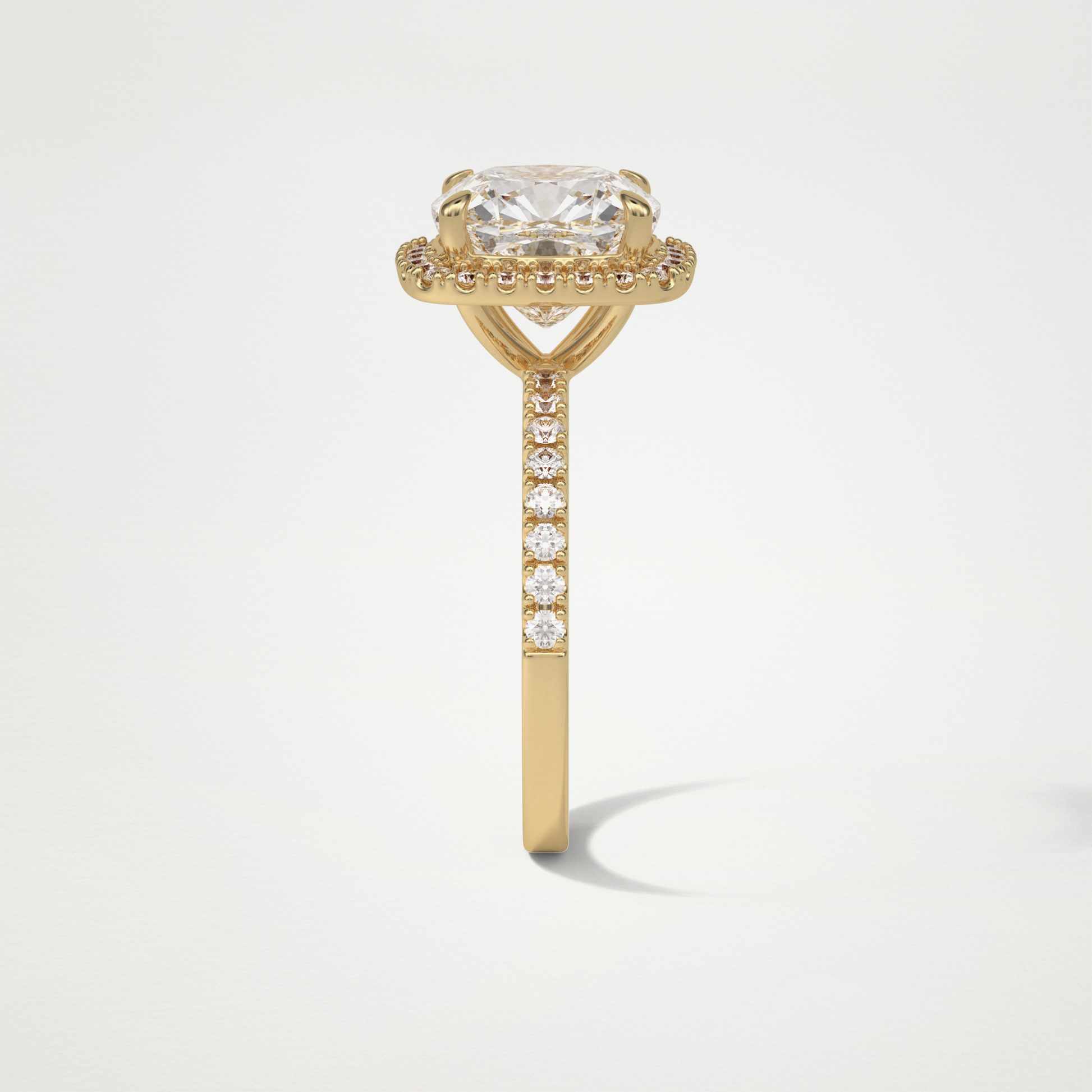 Cushion Halo & Pave Moissanite Engagement Ring – 3.0 CT Lab-Created Brilliance in 10K/14K/18K Gold