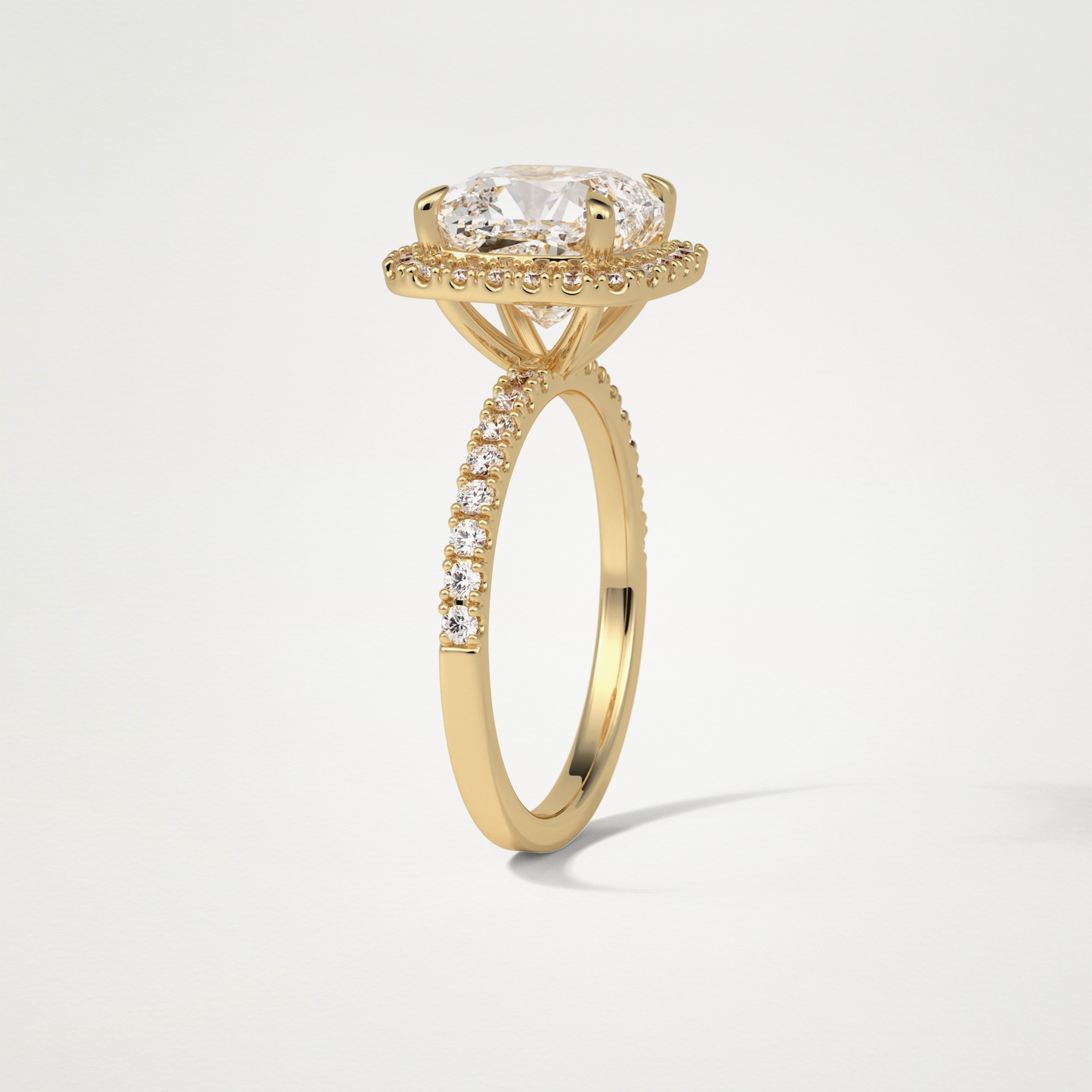 Cushion Halo & Pave Moissanite Engagement Ring – 3.0 CT Lab-Created Brilliance in 10K/14K/18K Gold