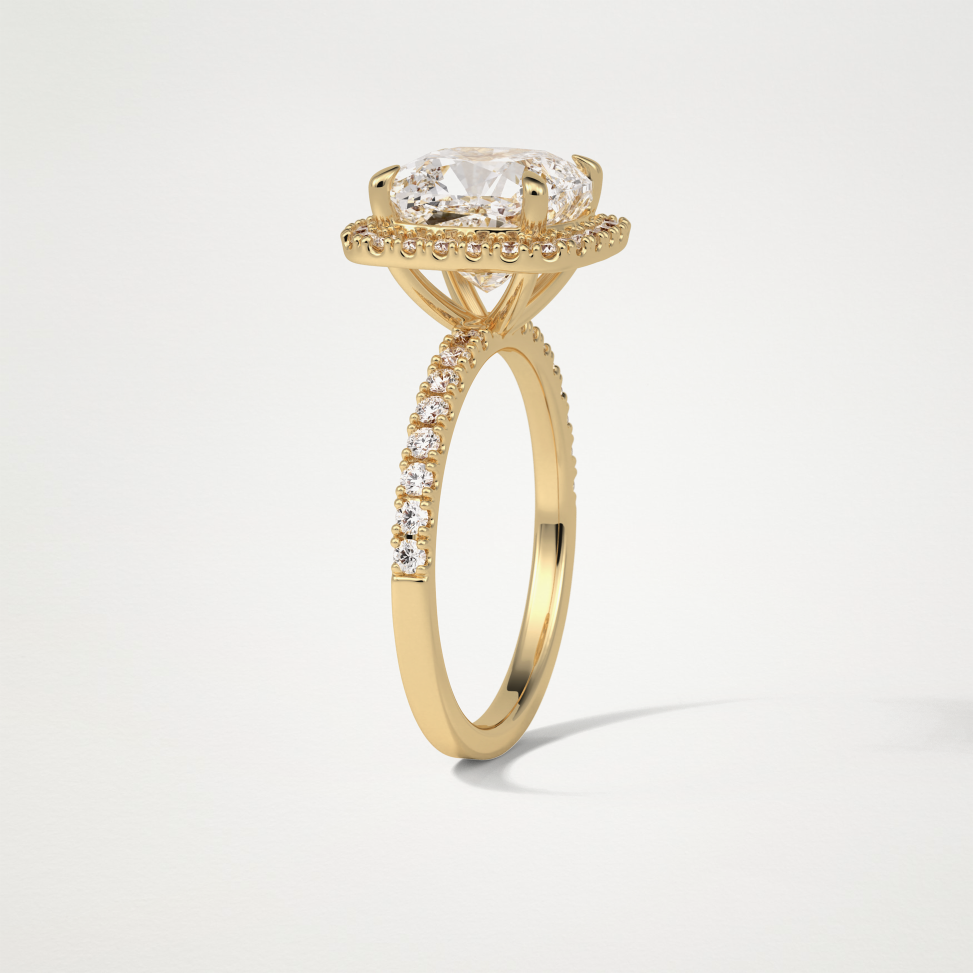 Cushion Halo & Pave Moissanite Engagement Ring – 3.0 CT Lab-Created Brilliance in 10K/14K/18K Gold
