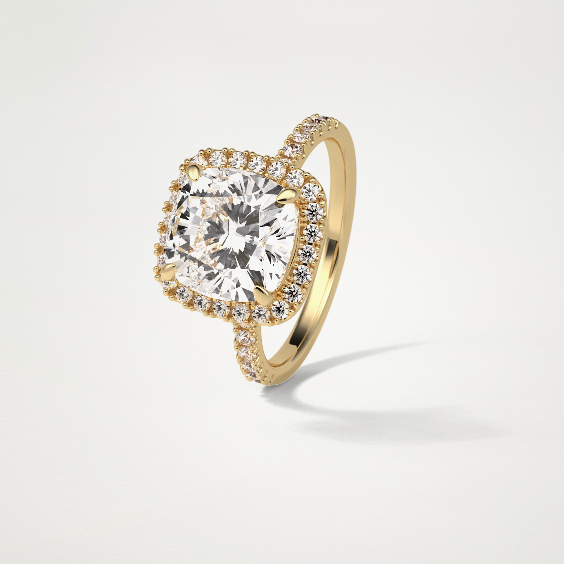Cushion Halo & Pave Moissanite Engagement Ring – 3.0 CT Lab-Created Brilliance in 10K/14K/18K Gold