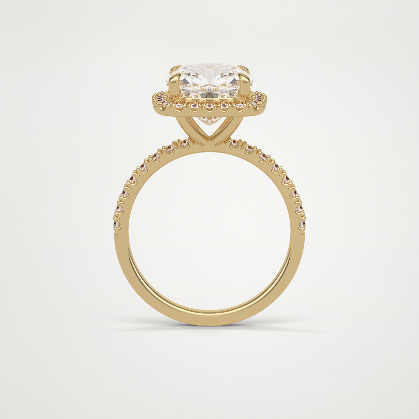 Cushion Halo & Pave Moissanite Engagement Ring – 3.0 CT Lab-Created Brilliance in 10K/14K/18K Gold