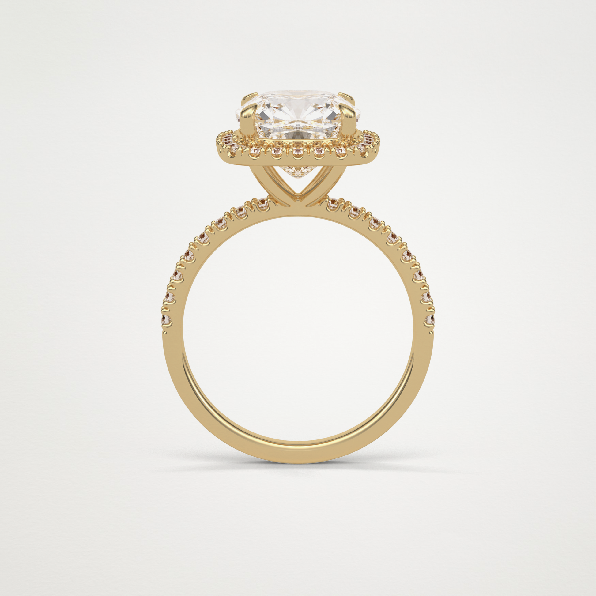 Cushion Halo & Pave Moissanite Engagement Ring – 3.0 CT Lab-Created Brilliance in 10K/14K/18K Gold