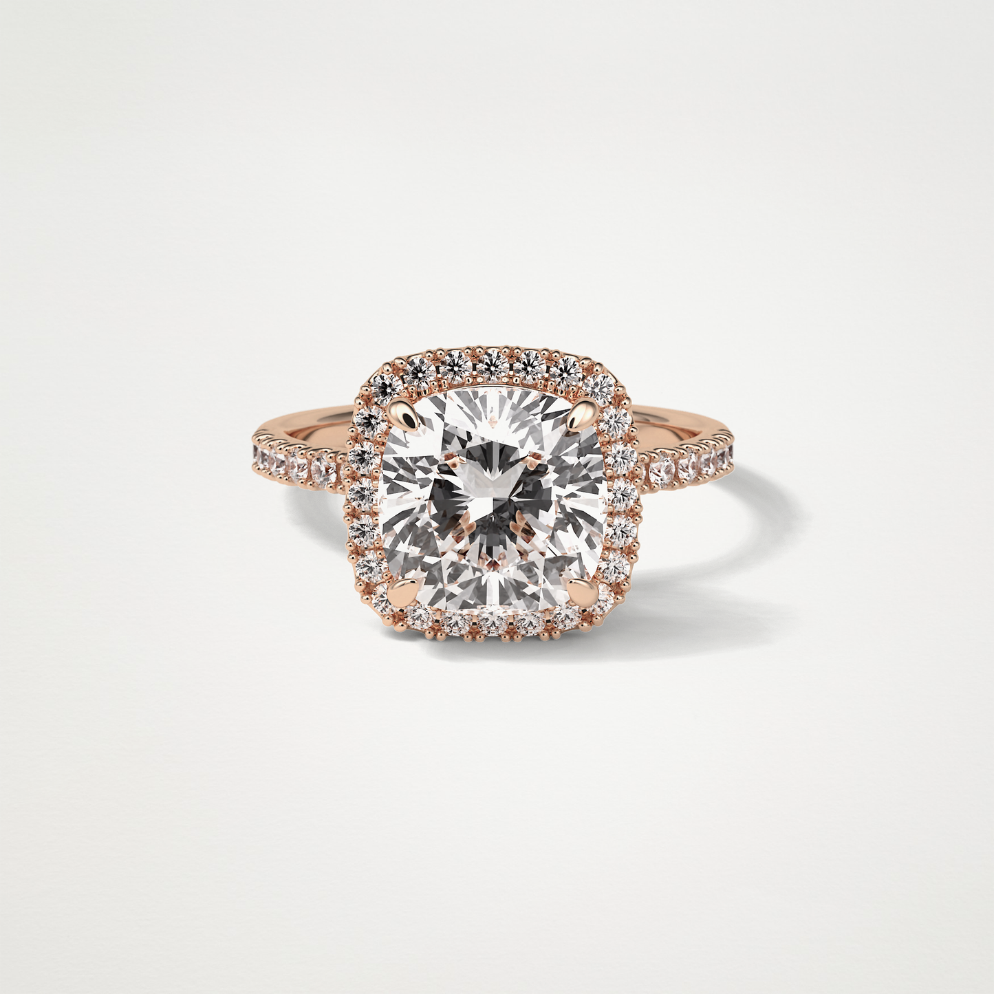 Cushion Halo & Pave Moissanite Engagement Ring – 3.0 CT Lab-Created Brilliance in 10K/14K/18K Gold
