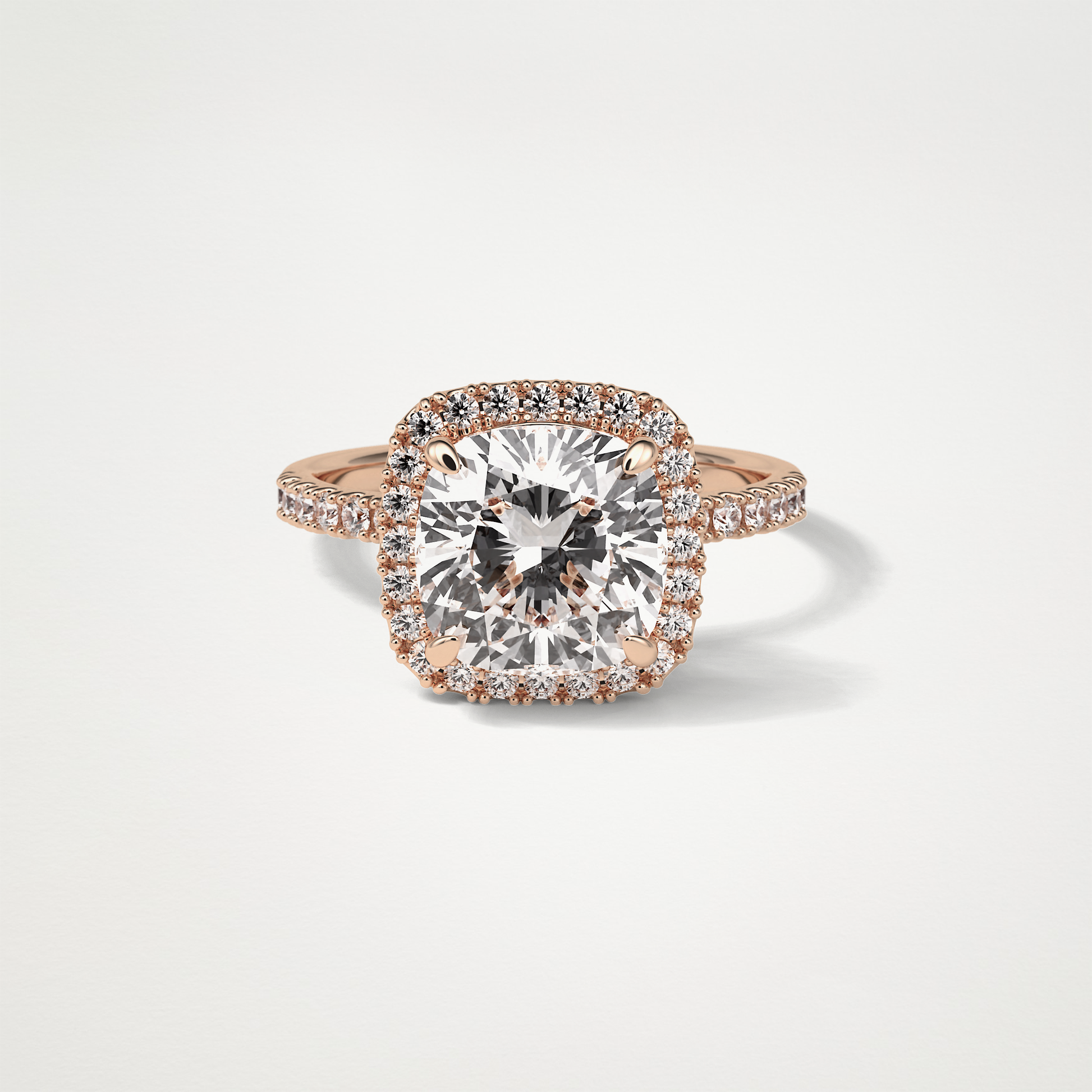 Cushion Halo & Pave Moissanite Engagement Ring – 3.0 CT Lab-Created Brilliance in 10K/14K/18K Gold