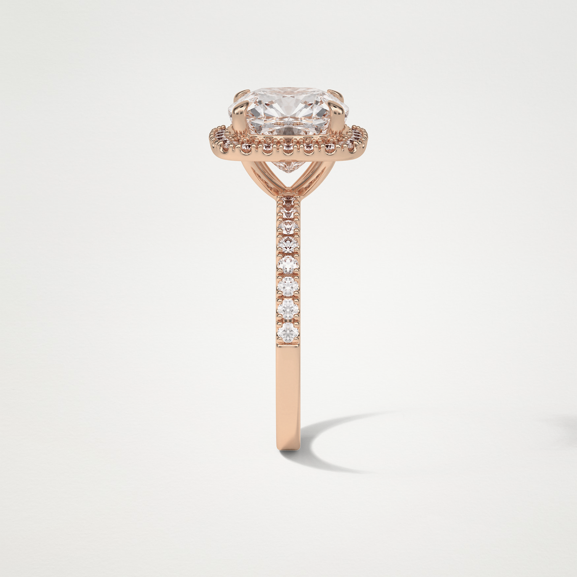 Cushion Halo & Pave Moissanite Engagement Ring – 3.0 CT Lab-Created Brilliance in 10K/14K/18K Gold