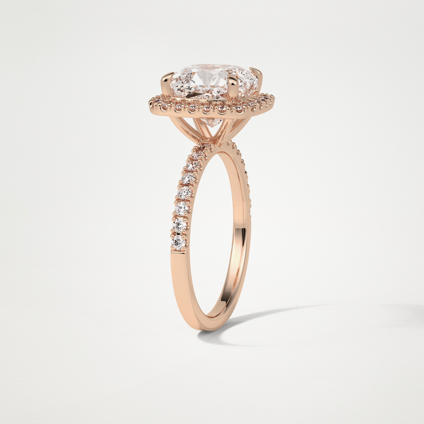 Cushion Halo & Pave Moissanite Engagement Ring – 3.0 CT Lab-Created Brilliance in 10K/14K/18K Gold