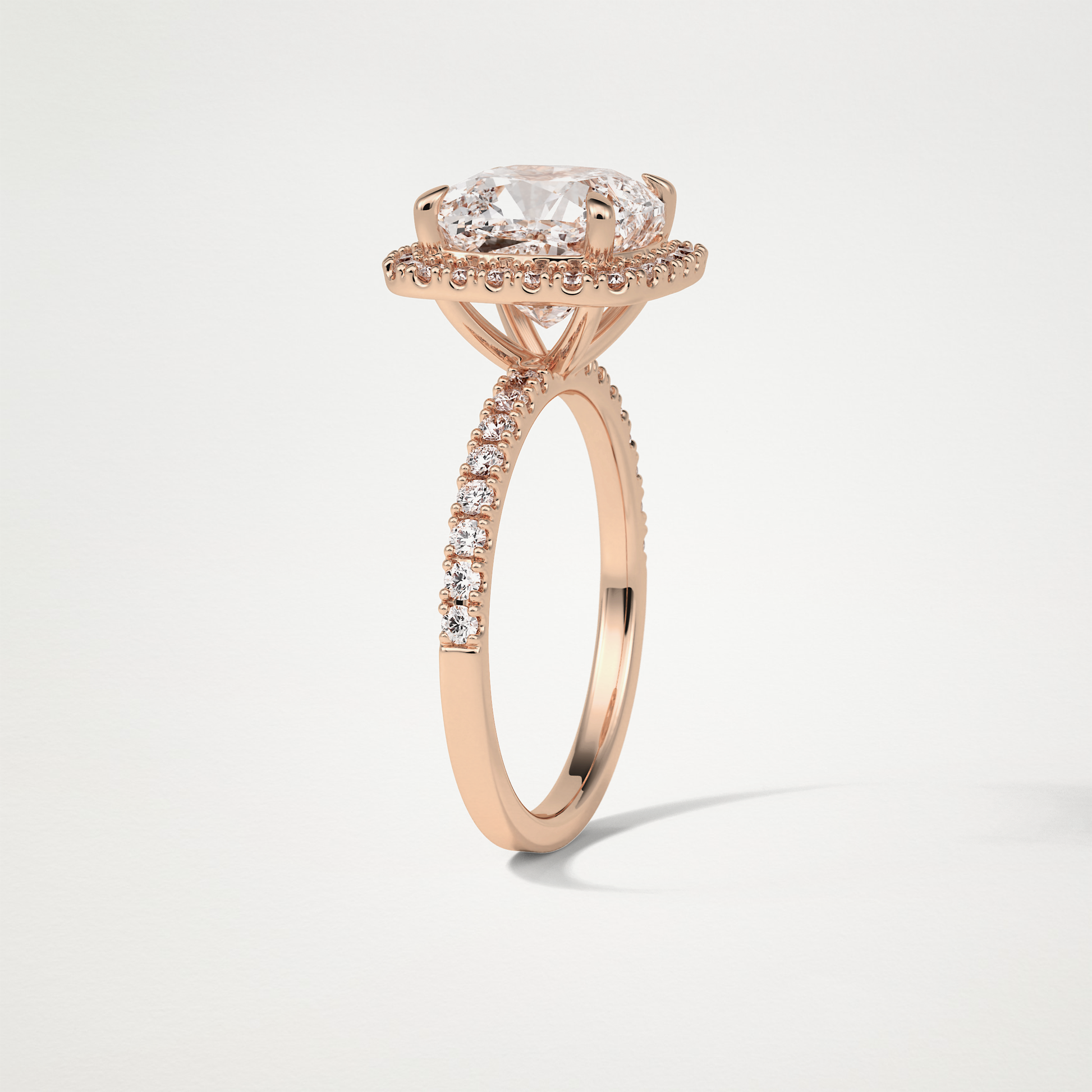 Cushion Halo & Pave Moissanite Engagement Ring – 3.0 CT Lab-Created Brilliance in 10K/14K/18K Gold