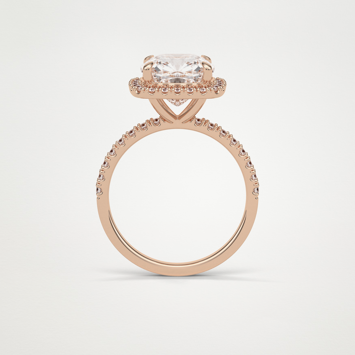 Cushion Halo & Pave Moissanite Engagement Ring – 3.0 CT Lab-Created Brilliance in 10K/14K/18K Gold