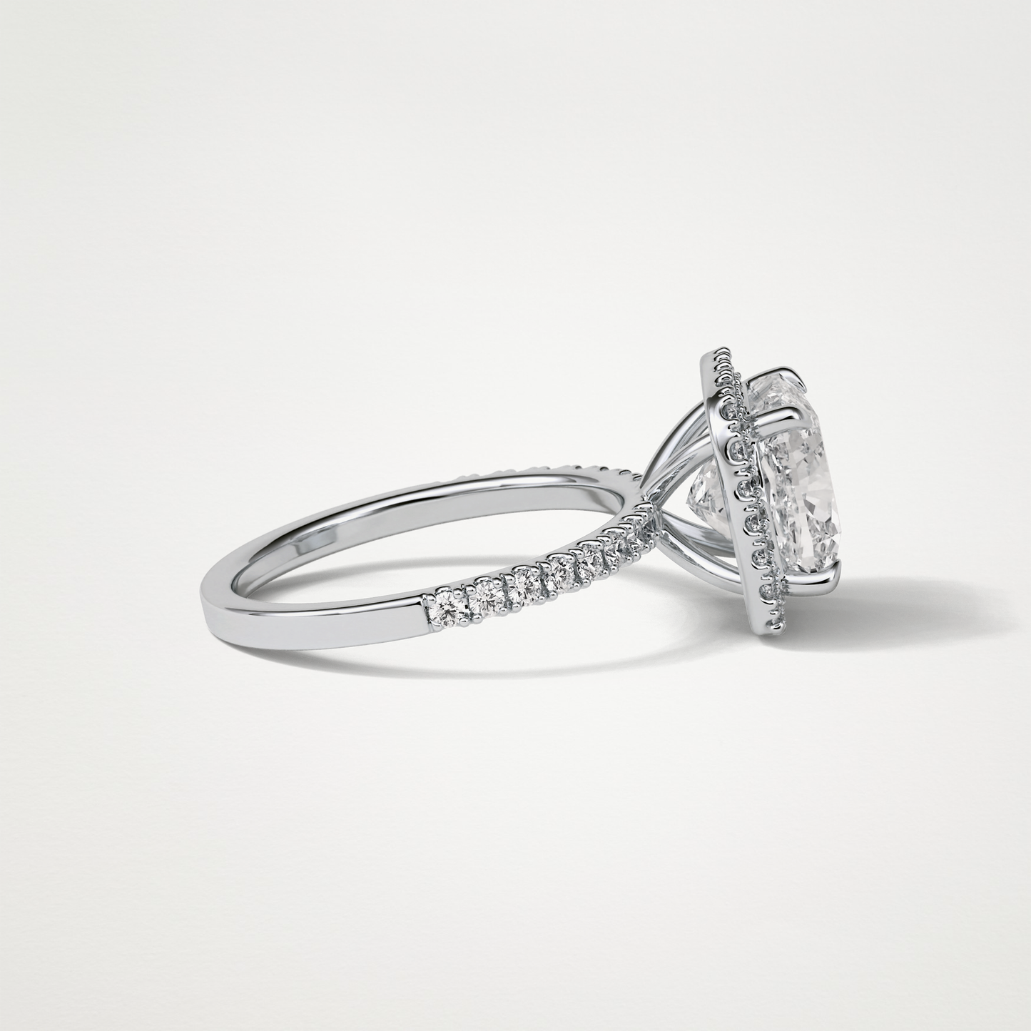 Cushion Halo & Pave Moissanite Engagement Ring – 3.0 CT Lab-Created Brilliance in 10K/14K/18K Gold