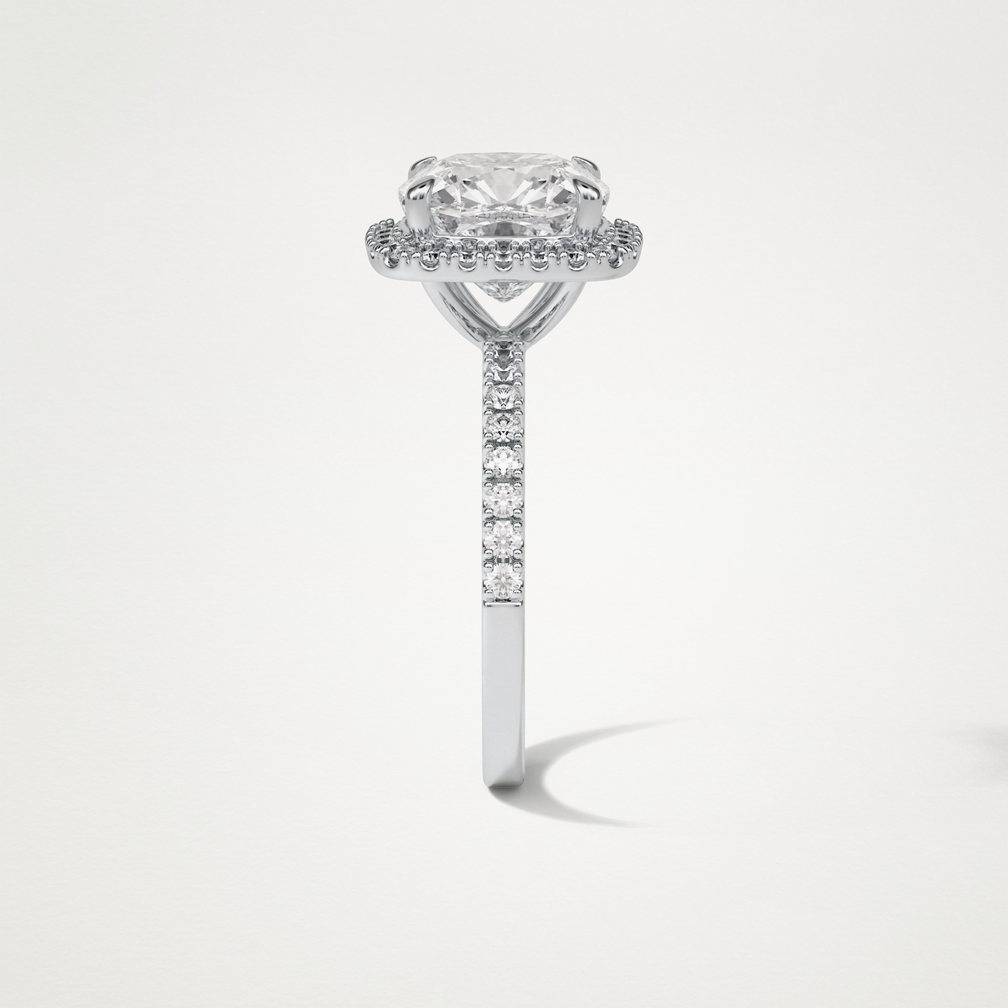 Cushion Halo & Pave Moissanite Engagement Ring – 3.0 CT Lab-Created Brilliance in 10K/14K/18K Gold