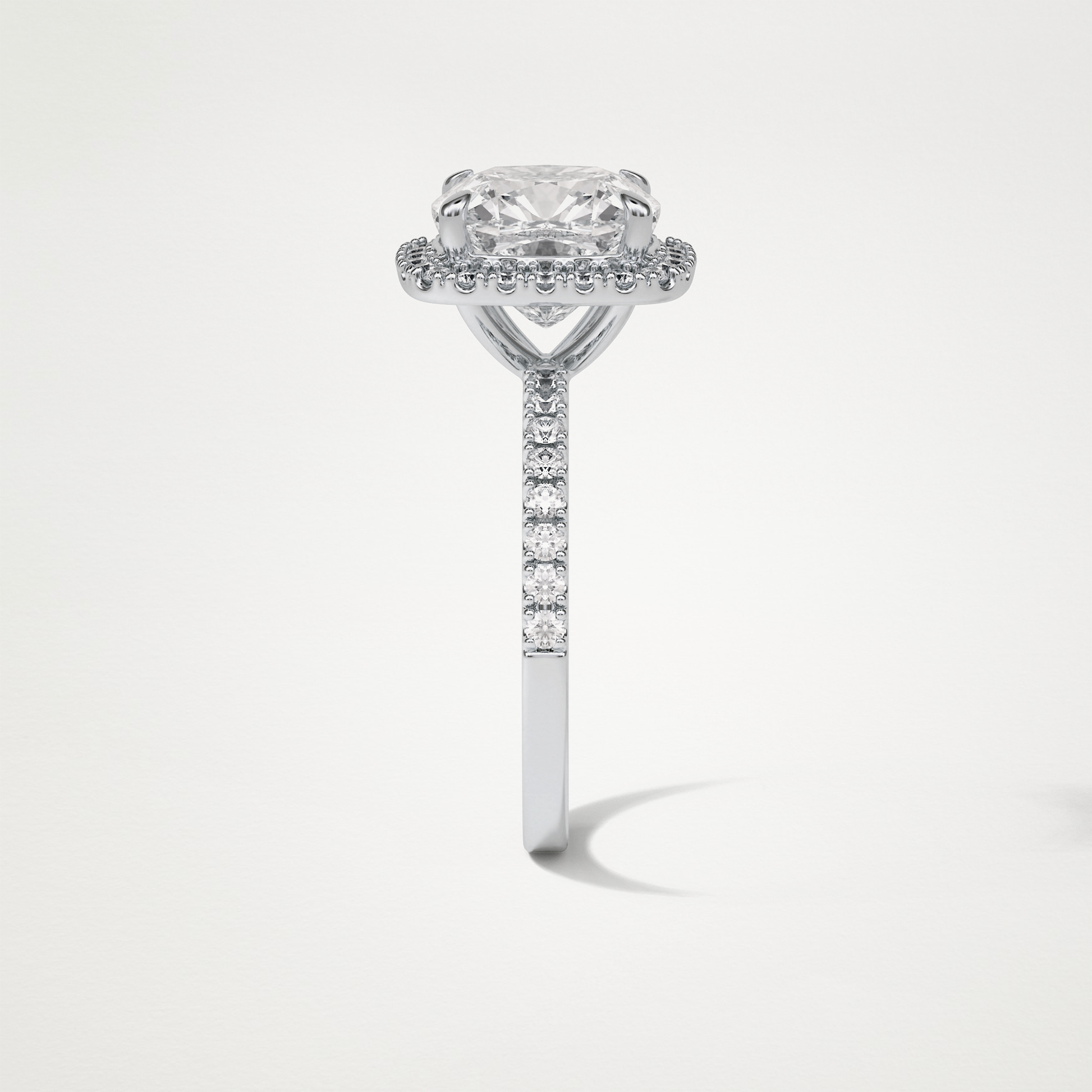 Cushion Halo & Pave Moissanite Engagement Ring – 3.0 CT Lab-Created Brilliance in 10K/14K/18K Gold
