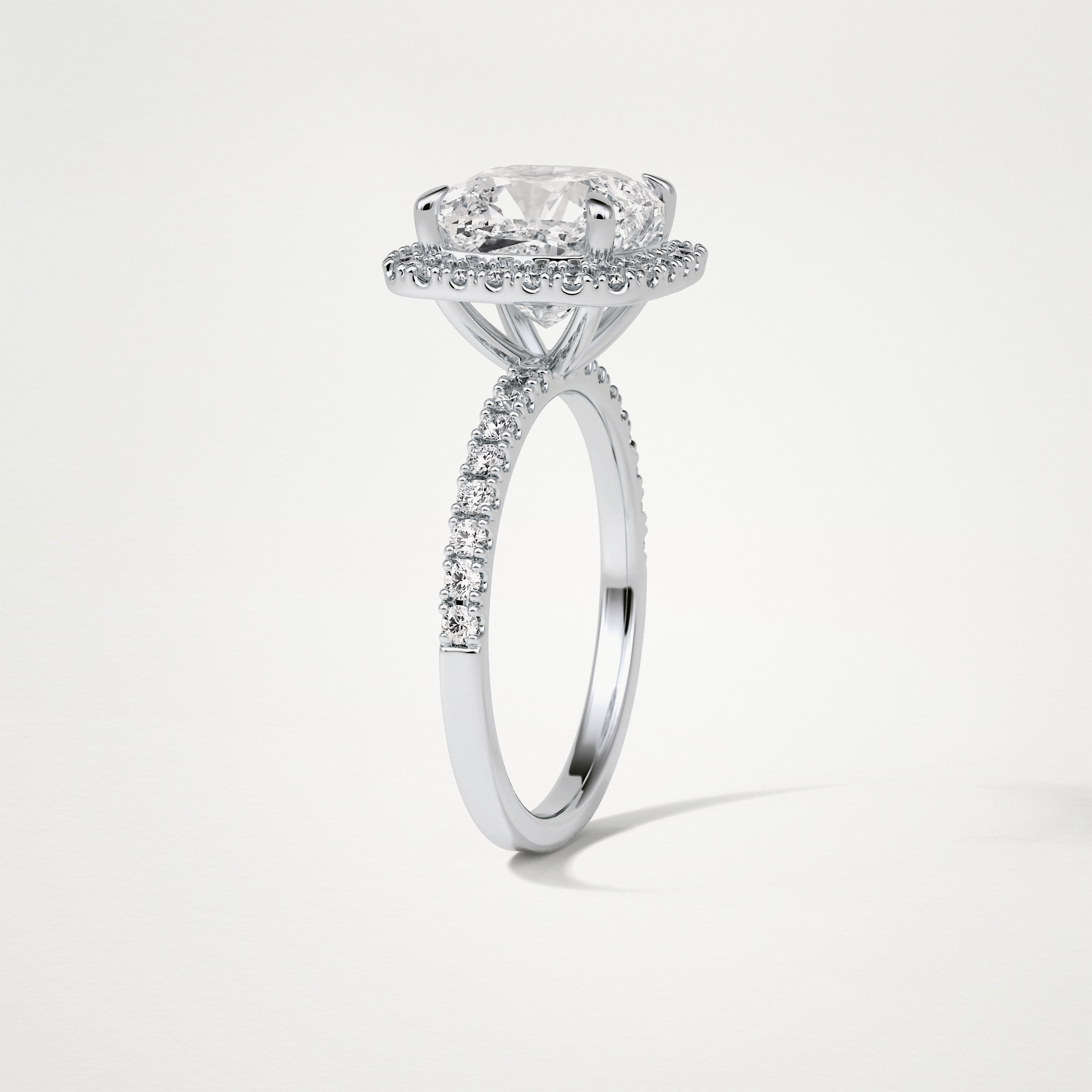 Cushion Halo & Pave Moissanite Engagement Ring – 3.0 CT Lab-Created Brilliance in 10K/14K/18K Gold