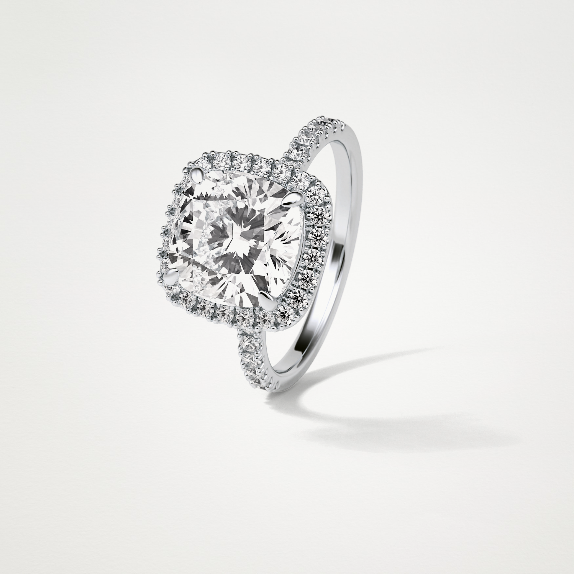 Cushion Halo & Pave Moissanite Engagement Ring – 3.0 CT Lab-Created Brilliance in 10K/14K/18K Gold