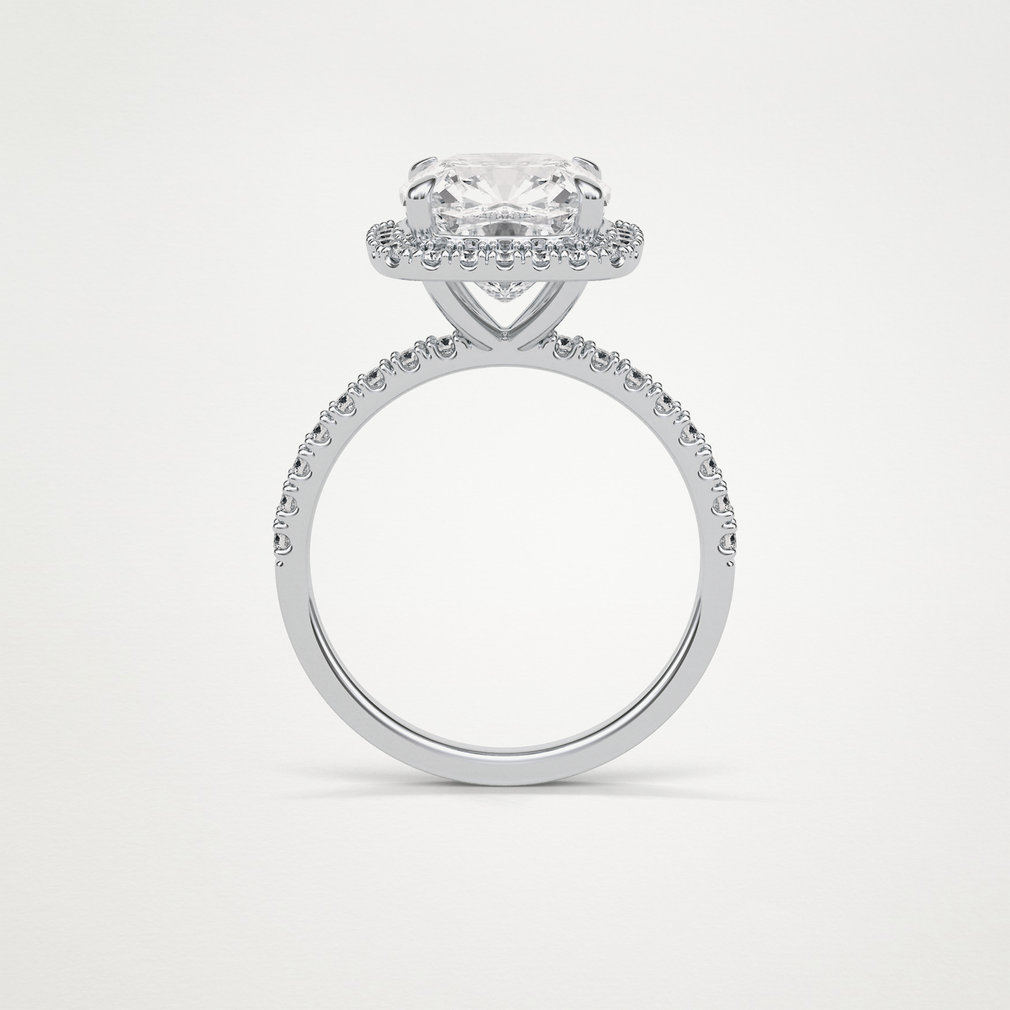 Cushion Halo & Pave Moissanite Engagement Ring – 3.0 CT Lab-Created Brilliance in 10K/14K/18K Gold