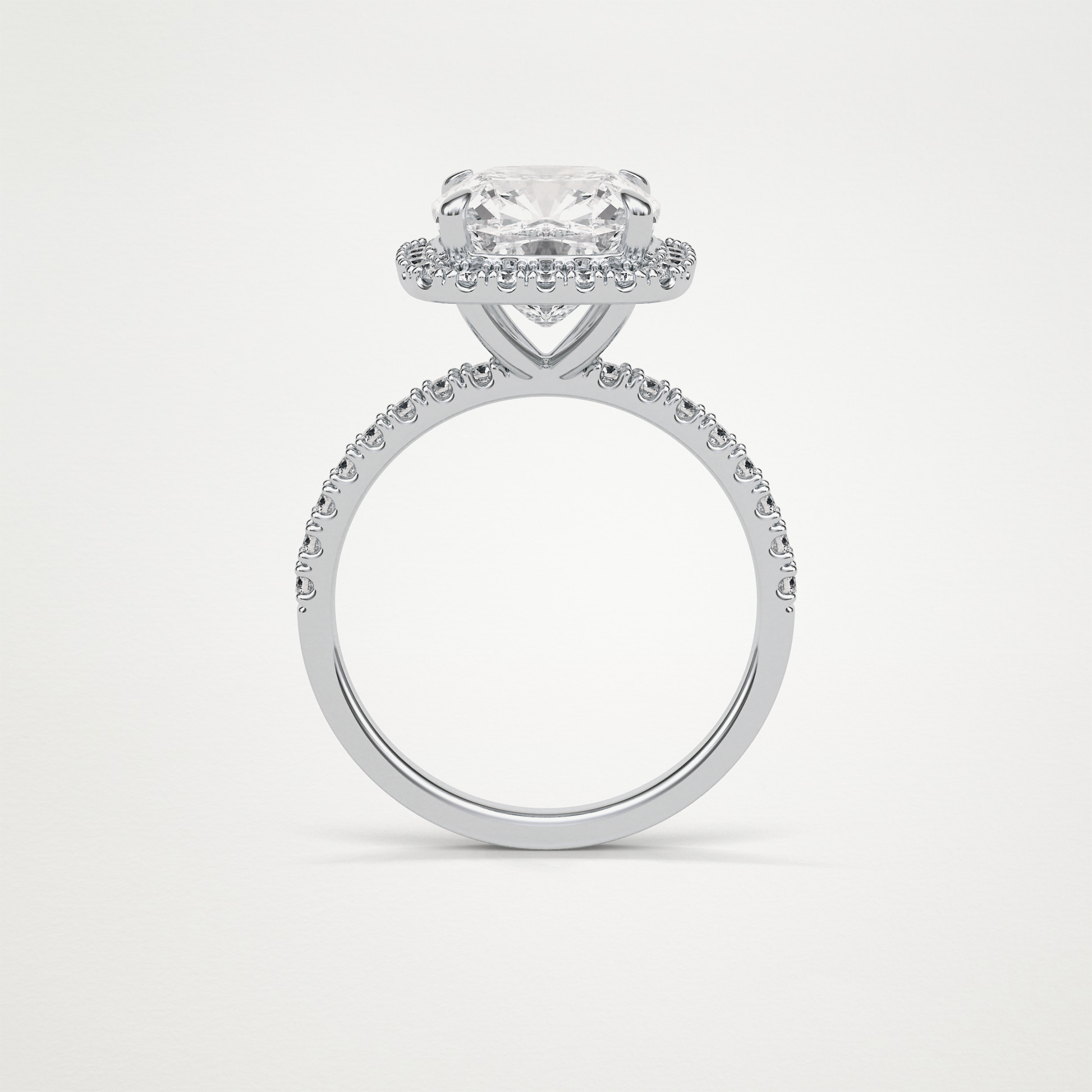 Cushion Halo & Pave Moissanite Engagement Ring – 3.0 CT Lab-Created Brilliance in 10K/14K/18K Gold