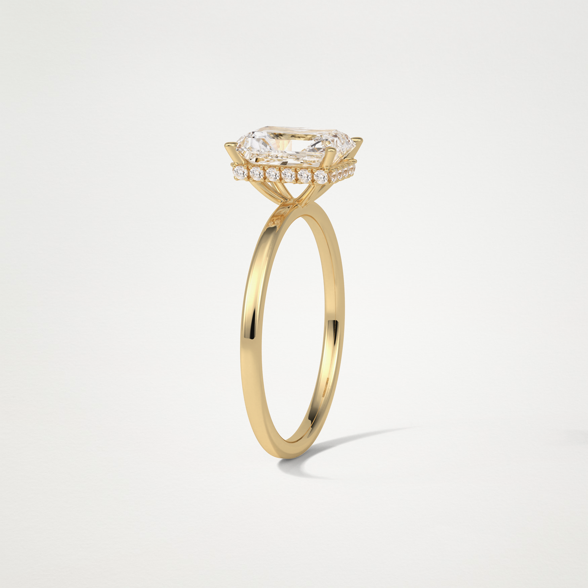 Radiant Solitaire Hidden Halo Engagement Ring – 1.67 CT Lab-Created Brilliance in 10K/14K/18K Gold
