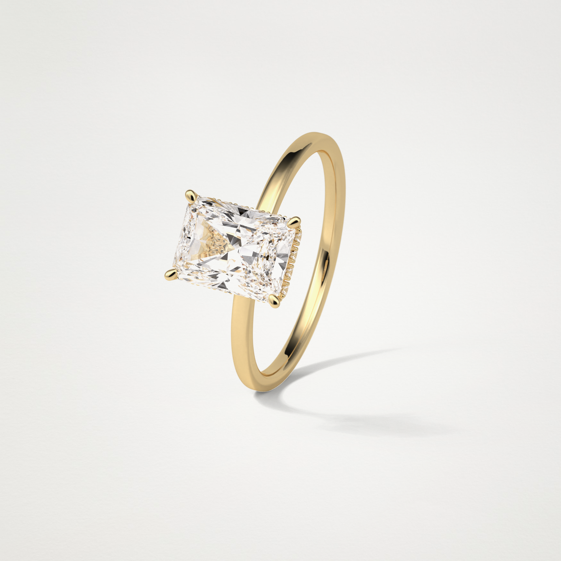 Radiant Solitaire Hidden Halo Engagement Ring – 1.67 CT Lab-Created Brilliance in 10K/14K/18K Gold