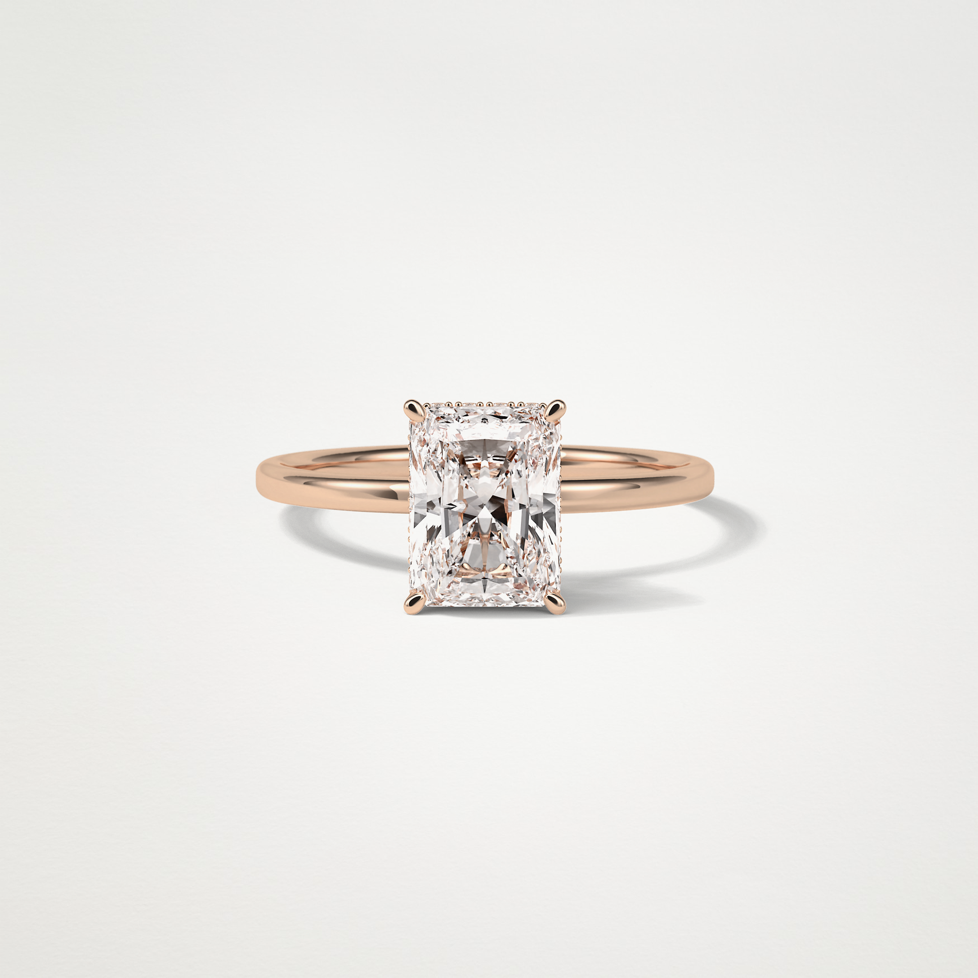Radiant Solitaire Hidden Halo Engagement Ring – 1.67 CT Lab-Created Brilliance in 10K/14K/18K Gold