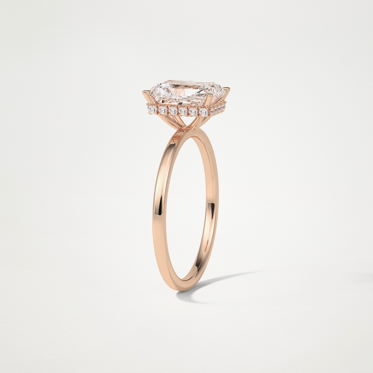 Radiant Solitaire Hidden Halo Engagement Ring – 1.67 CT Lab-Created Brilliance in 10K/14K/18K Gold