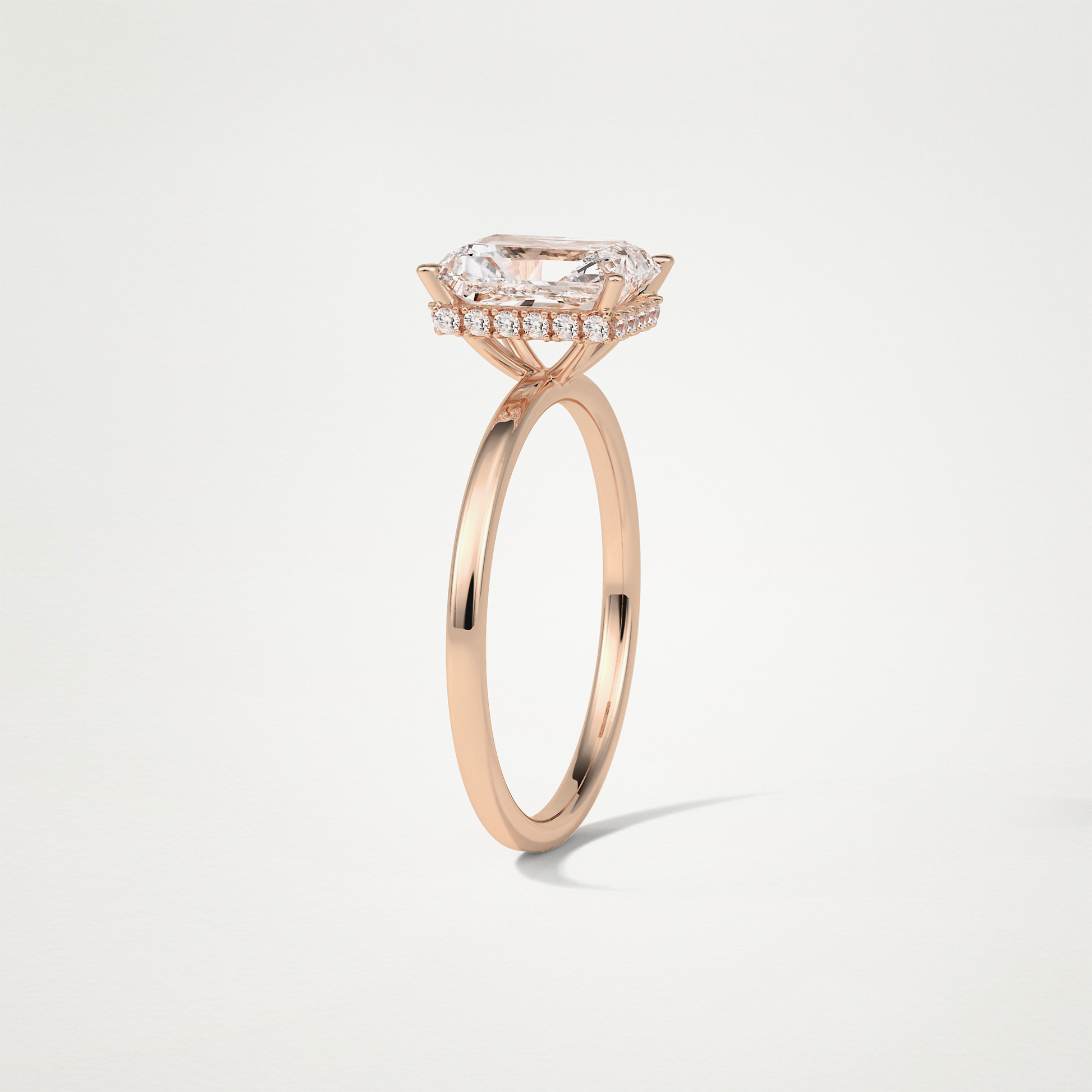 Radiant Solitaire Hidden Halo Engagement Ring – 1.67 CT Lab-Created Brilliance in 10K/14K/18K Gold