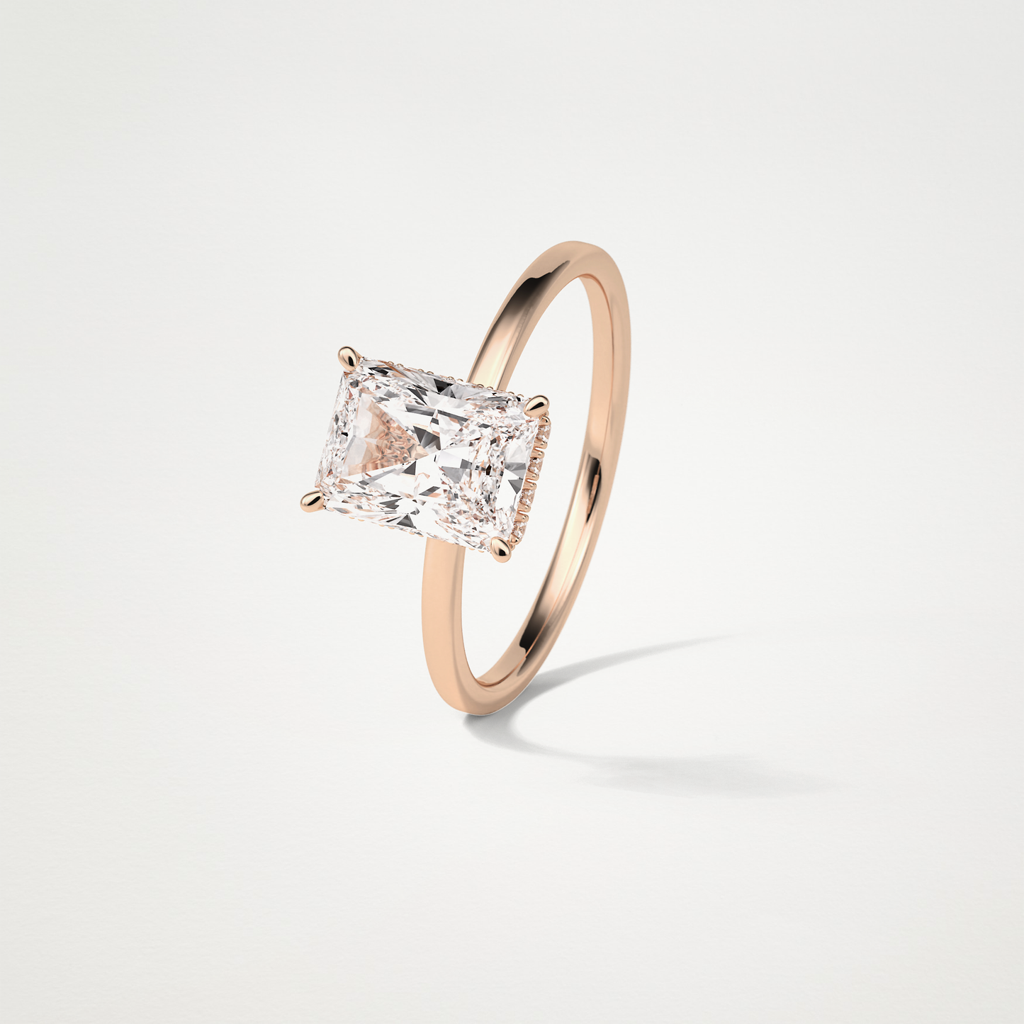Radiant Solitaire Hidden Halo Engagement Ring – 1.67 CT Lab-Created Brilliance in 10K/14K/18K Gold