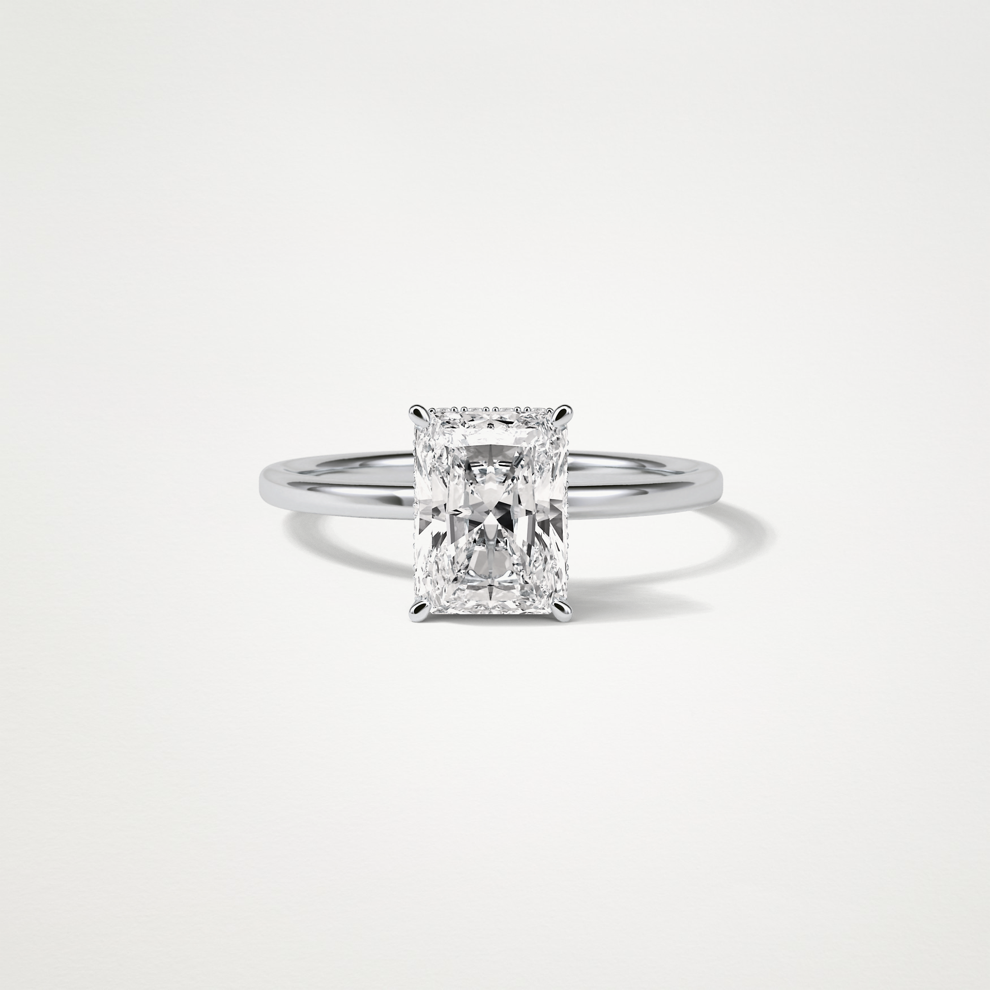 Radiant Solitaire Hidden Halo Engagement Ring – 1.67 CT Lab-Created Brilliance in 10K/14K/18K Gold