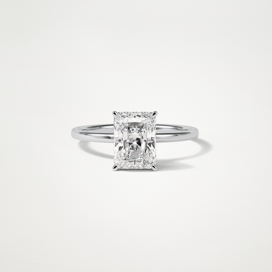Radiant Solitaire Hidden Halo Engagement Ring – 1.67 CT Lab-Created Brilliance in 10K/14K/18K Gold