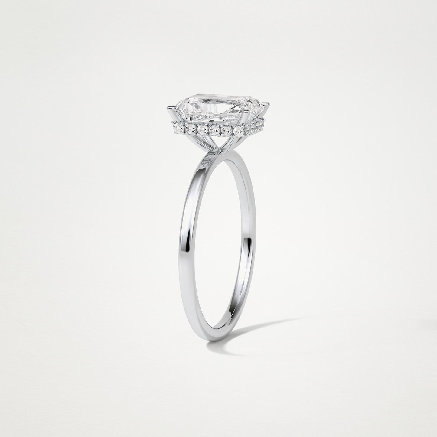 Radiant Solitaire Hidden Halo Engagement Ring – 1.67 CT Lab-Created Brilliance in 10K/14K/18K Gold