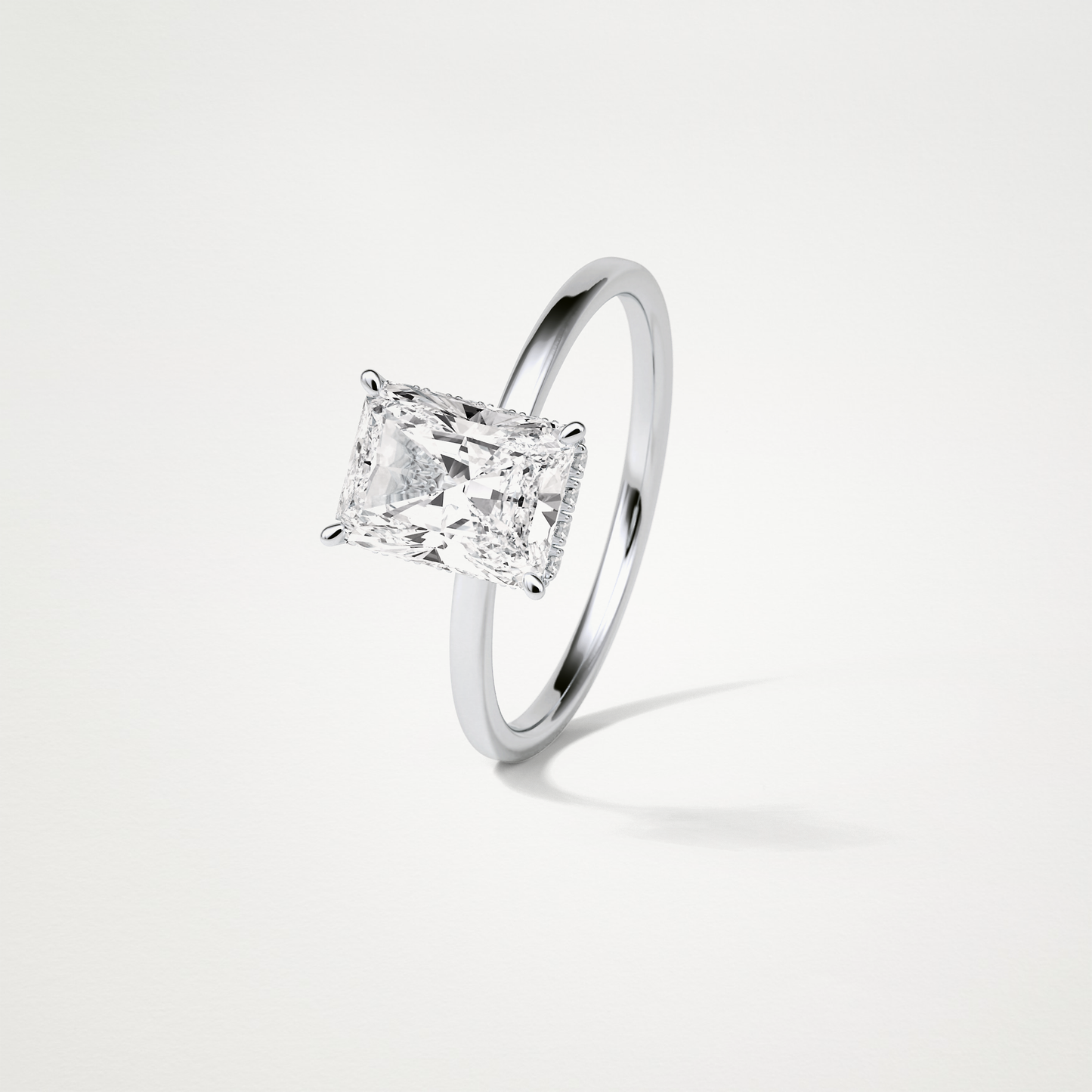Radiant Solitaire Hidden Halo Engagement Ring – 1.67 CT Lab-Created Brilliance in 10K/14K/18K Gold