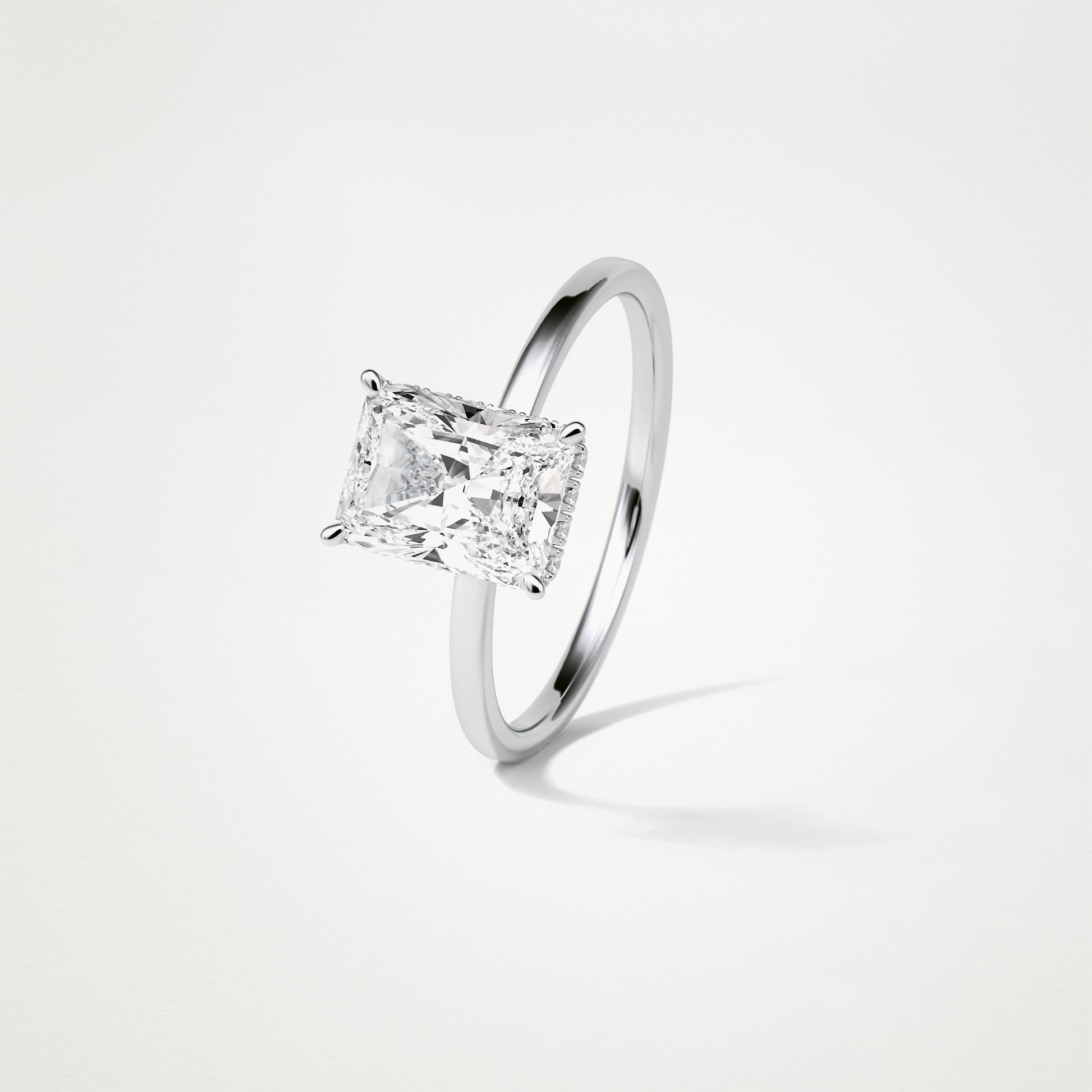 Radiant Solitaire Hidden Halo Engagement Ring – 1.67 CT Lab-Created Brilliance in 10K/14K/18K Gold