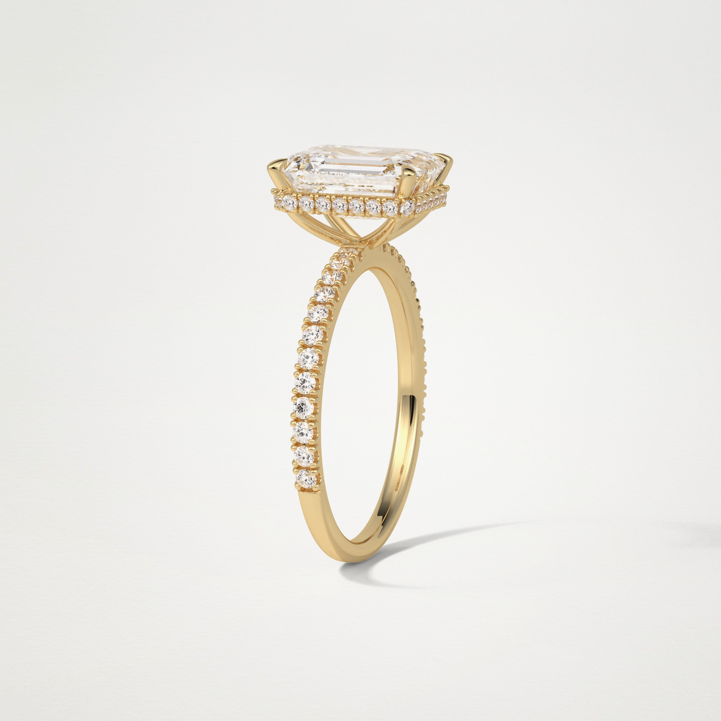 Emerald Hidden Halo & Pave Engagement Ring – 2.30 CT Lab-Created Brilliance in 10K/14K/18K Gold