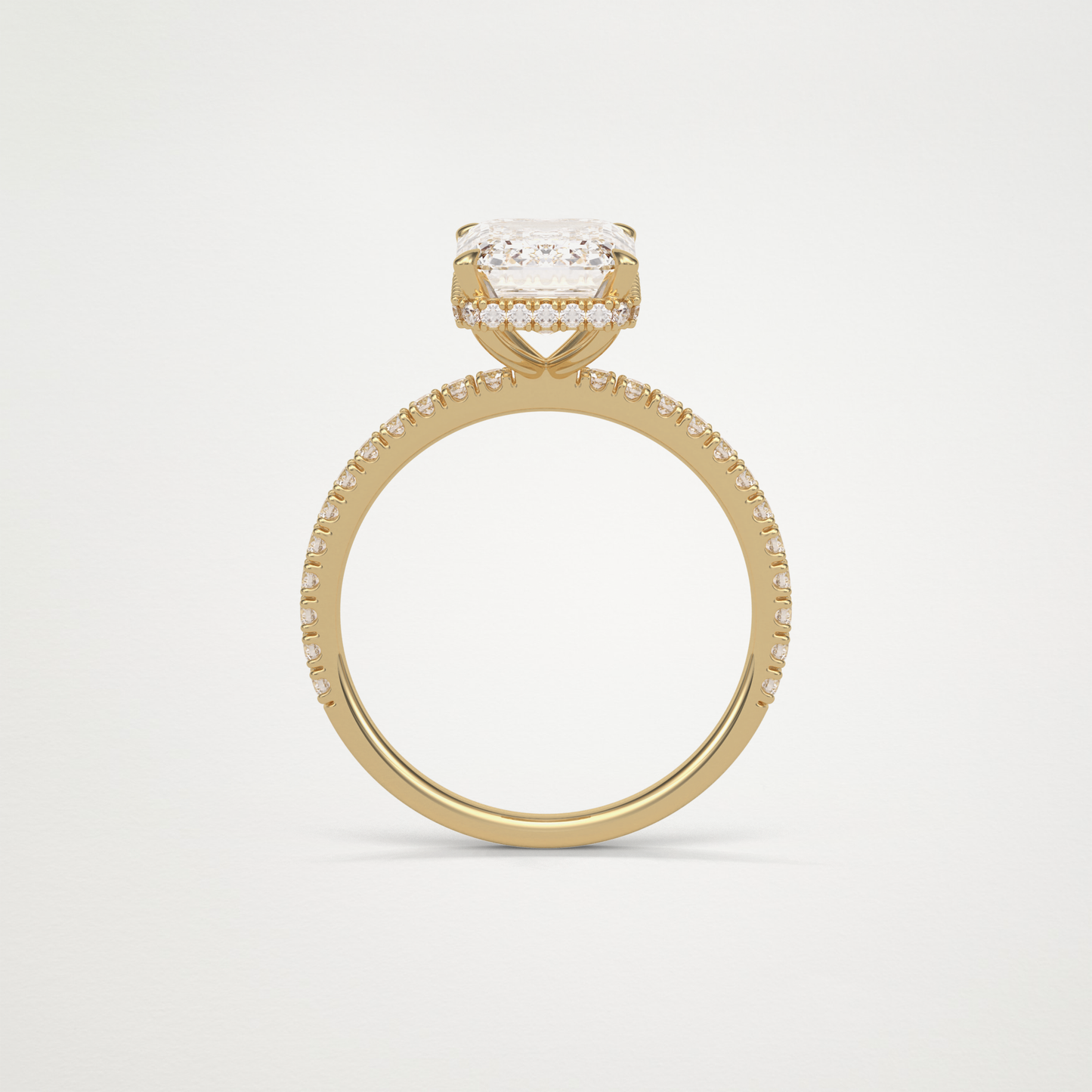 Emerald Hidden Halo & Pave Engagement Ring – 2.30 CT Lab-Created Brilliance in 10K/14K/18K Gold